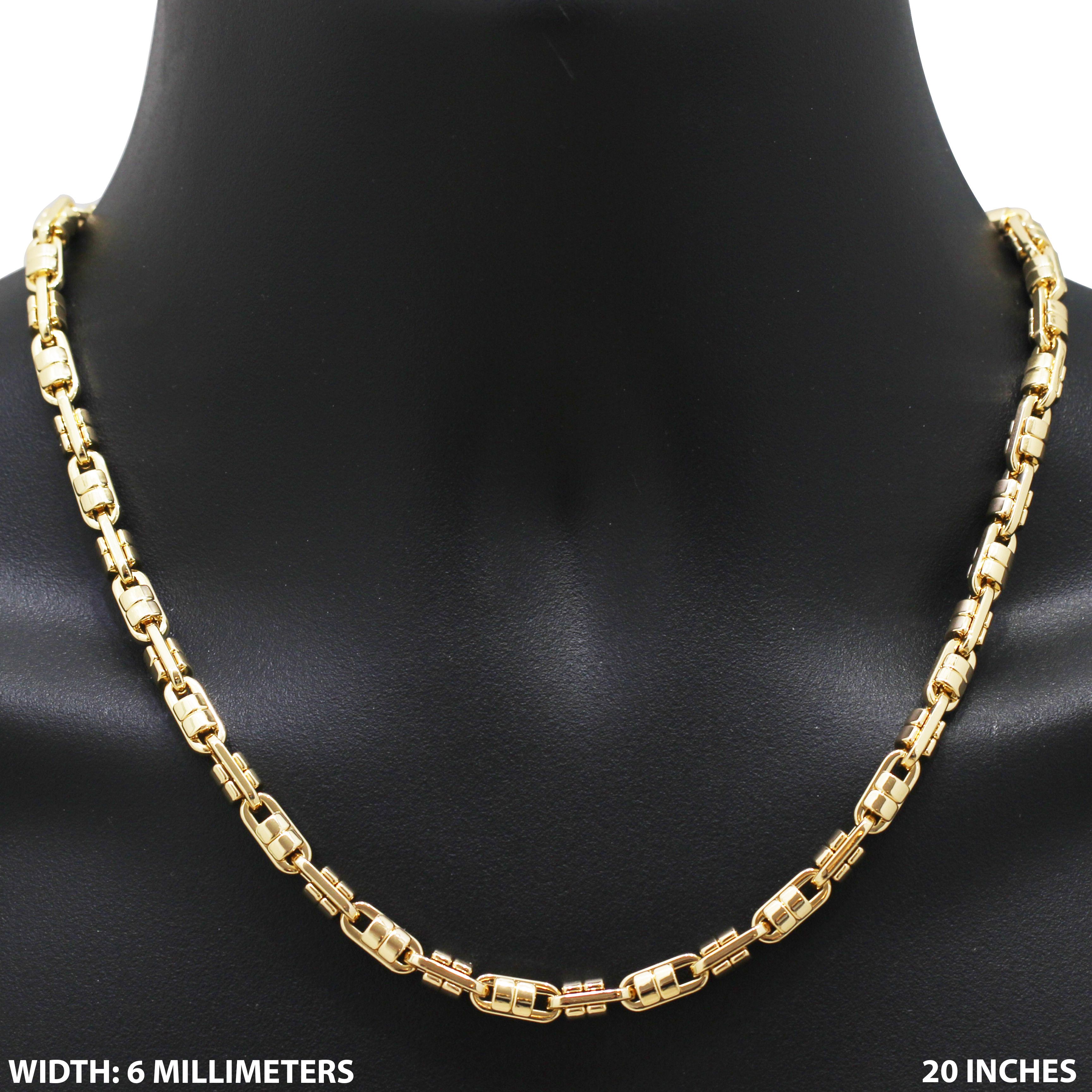 Other 316L SS 14k Gold Plated 6mm Barrel Link Chain Necklace 20” Size ONE SIZE - 1 Thumbnail