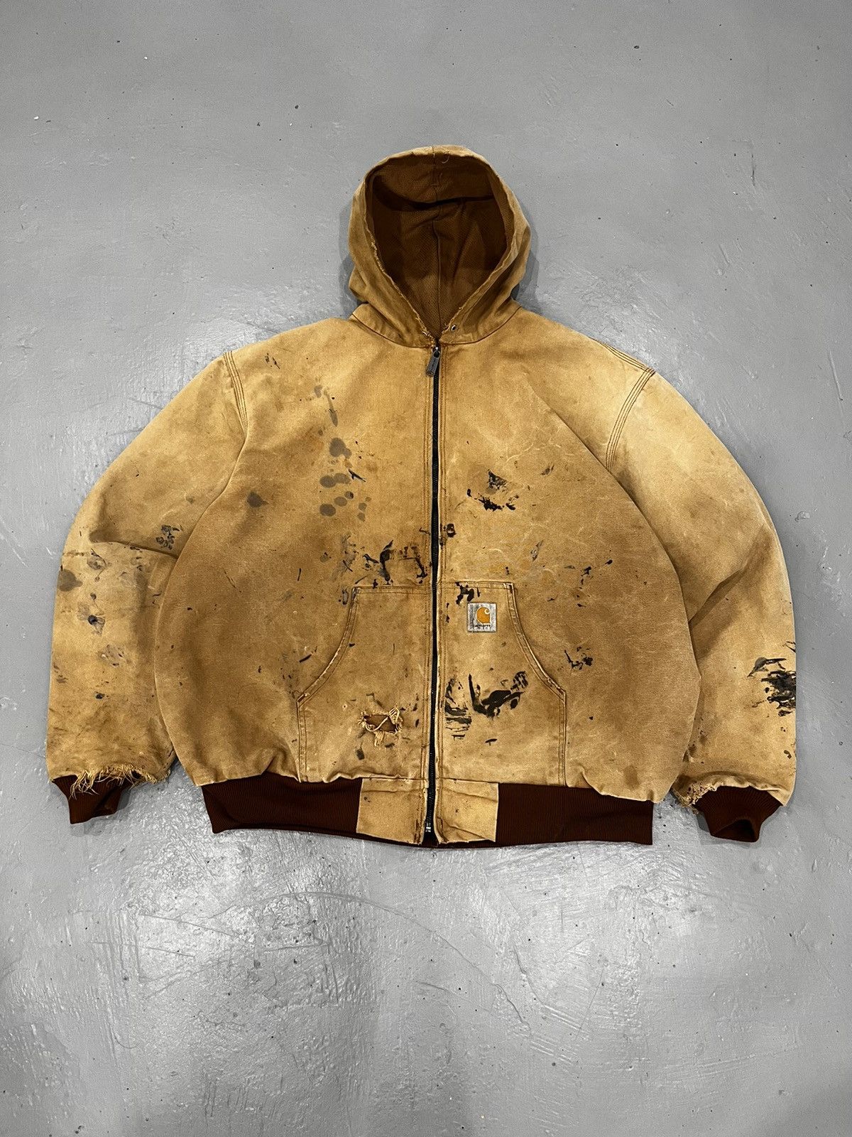 Vintage 90s Carhartt Distressed Paint Splatter outlets Hoodie