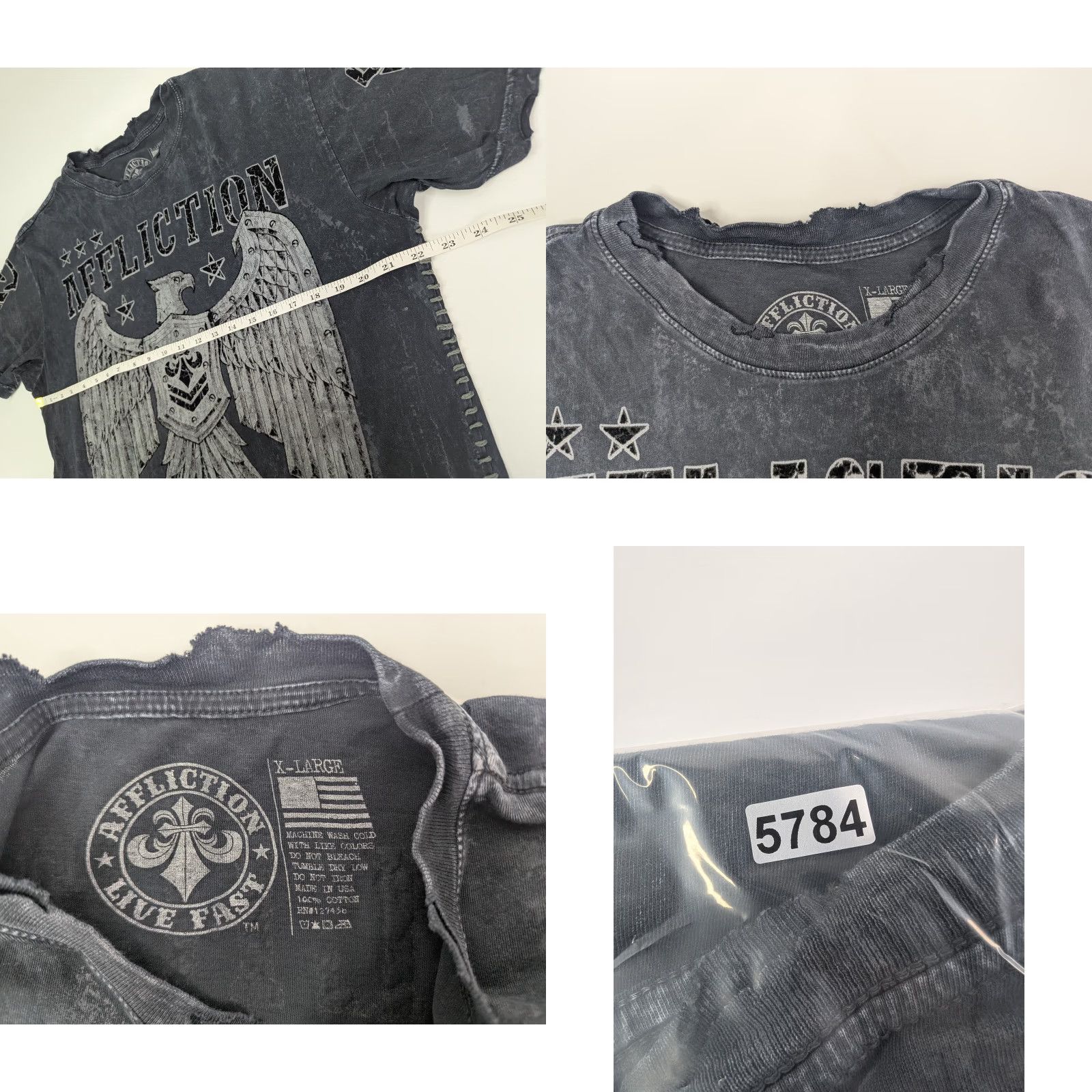Affliction VINTAGE Affliction Shirt XL Black Lava Eagle Distress Y2K Streetwear USA Skull Grunge Logo Mens Size US XL / EU 56 / 4 - 8 Thumbnail