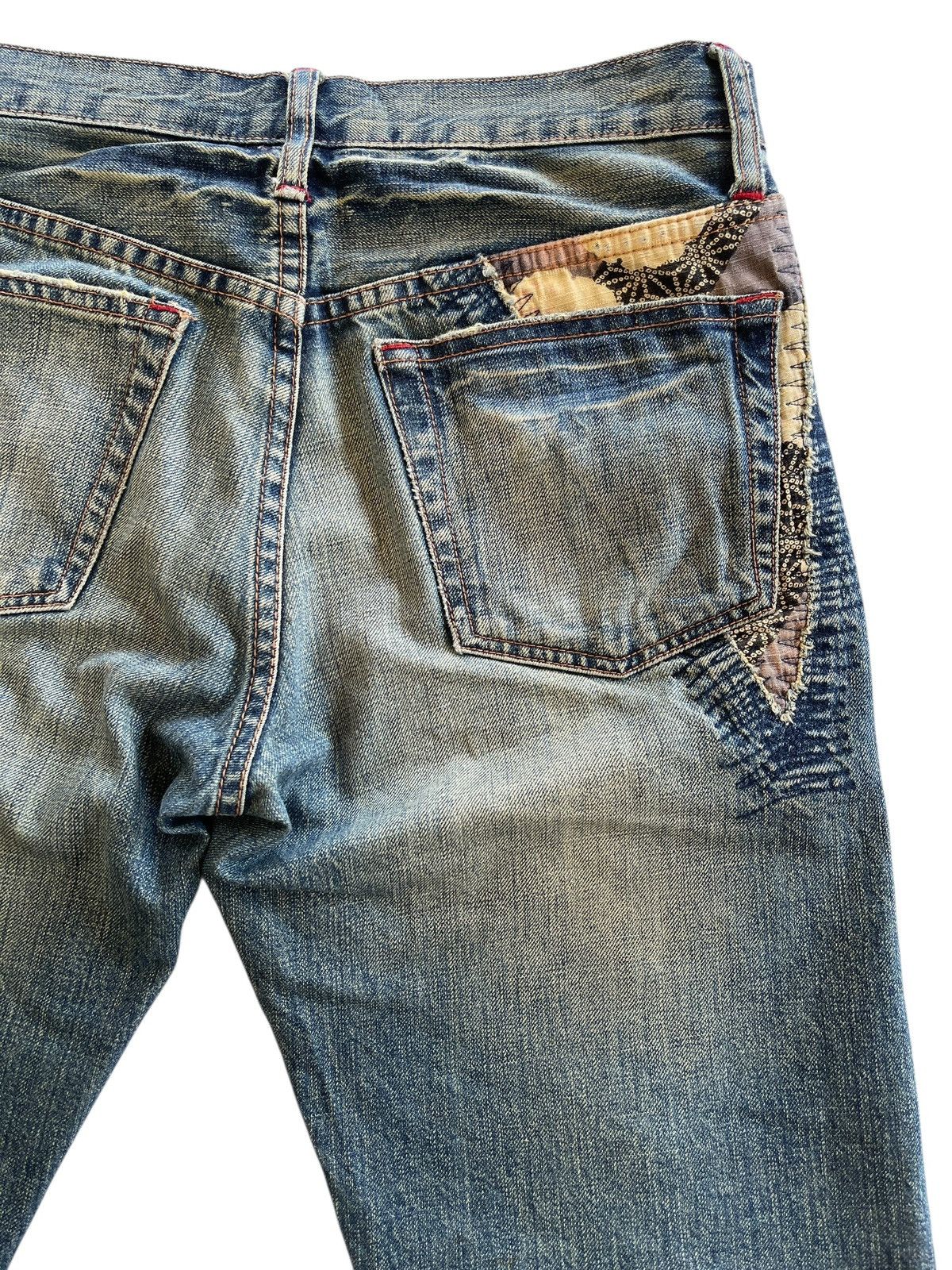 Japanese Brand Takeo Kikuchi Patchwork Distressed Sashiko Boro Denim Size US 30 / EU 46 - 9 Thumbnail