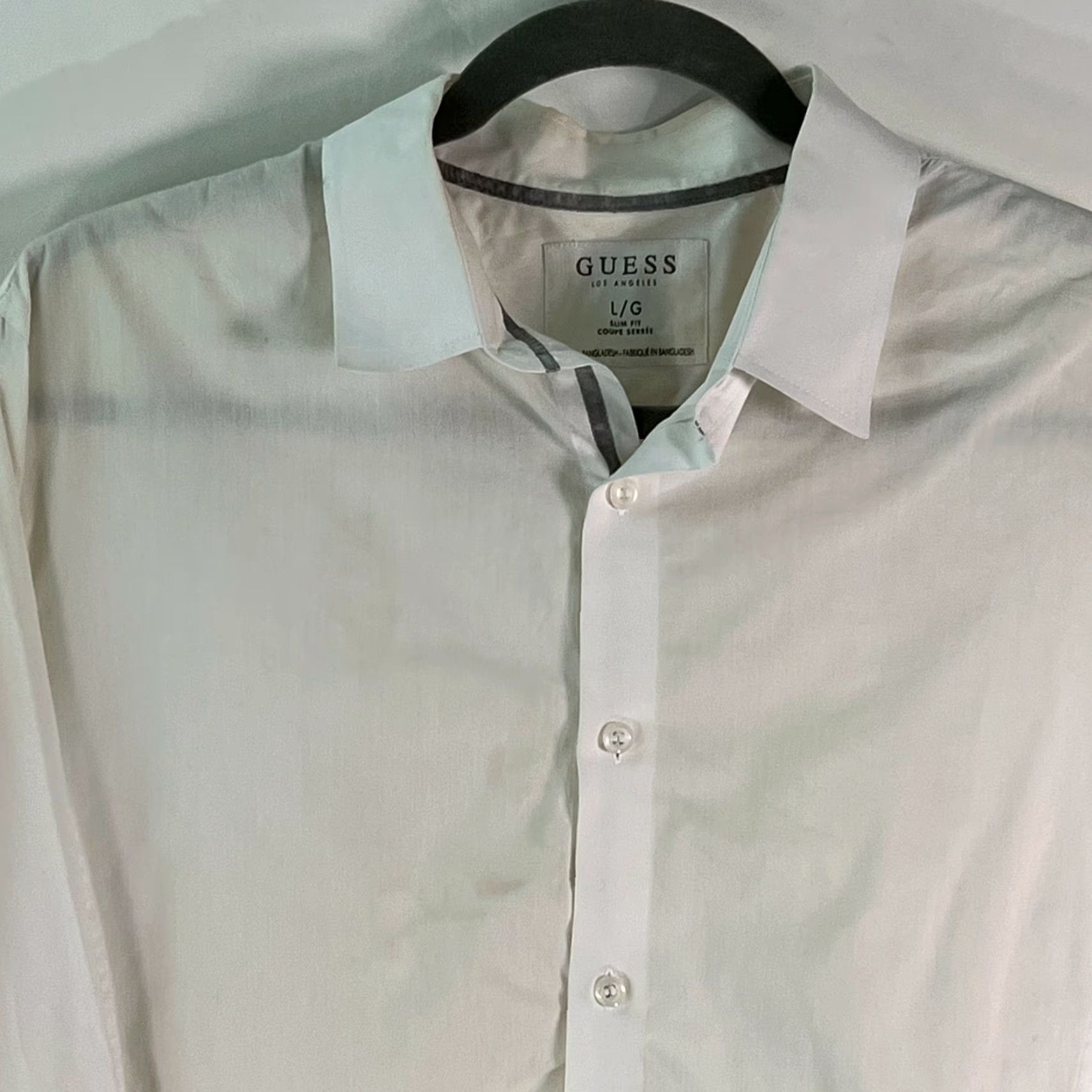 Guess Guess Mens Slim Fit White Button Front Shirt L Shirt Size US L / EU 52-54 / 3 - 3 Thumbnail