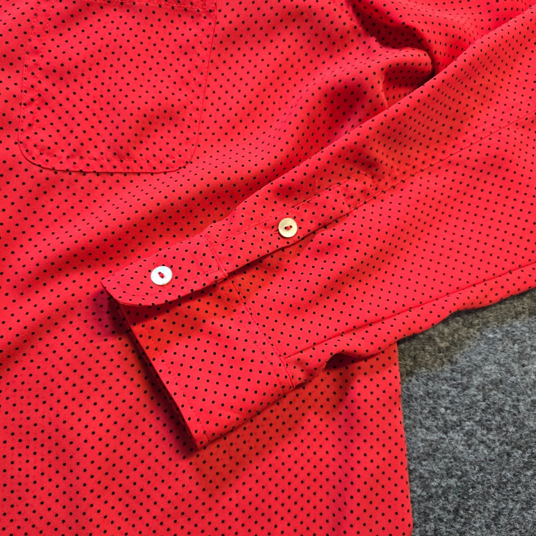 Vintage Foxcroft Blouse Women Size 16 Red Polka Dot Long Sleeve Sheer Non-Iron Button Front Career Casual Shirt Size XXL / US 16-18 / IT 52-54 - 3 Thumbnail