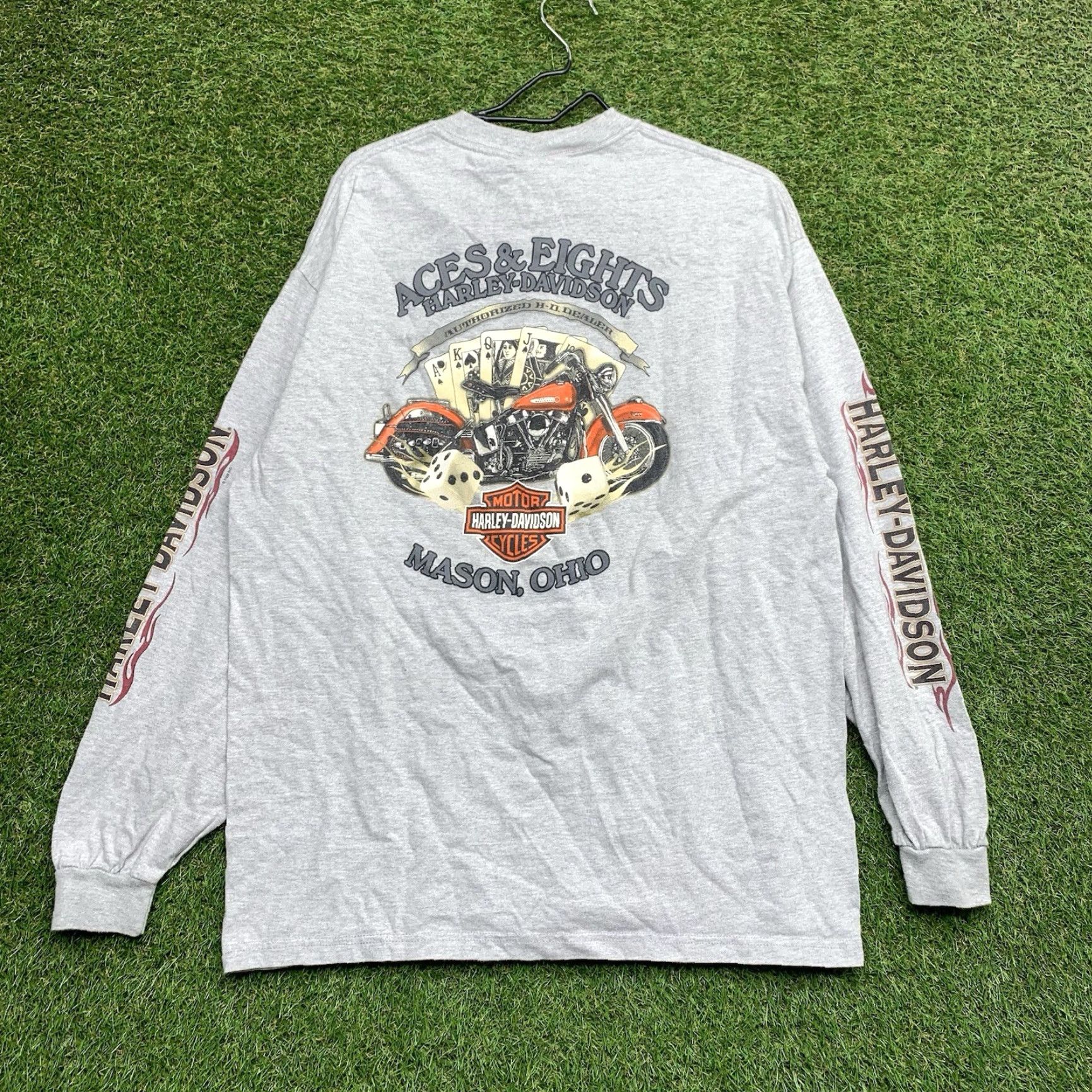 Harley Davidson Harley-Davidson Shirt Mens XL Motorcycle Long Sleeve Flame Dice Cards Casino Shirt Size US XL / EU 56 / 4 - 2 Thumbnail