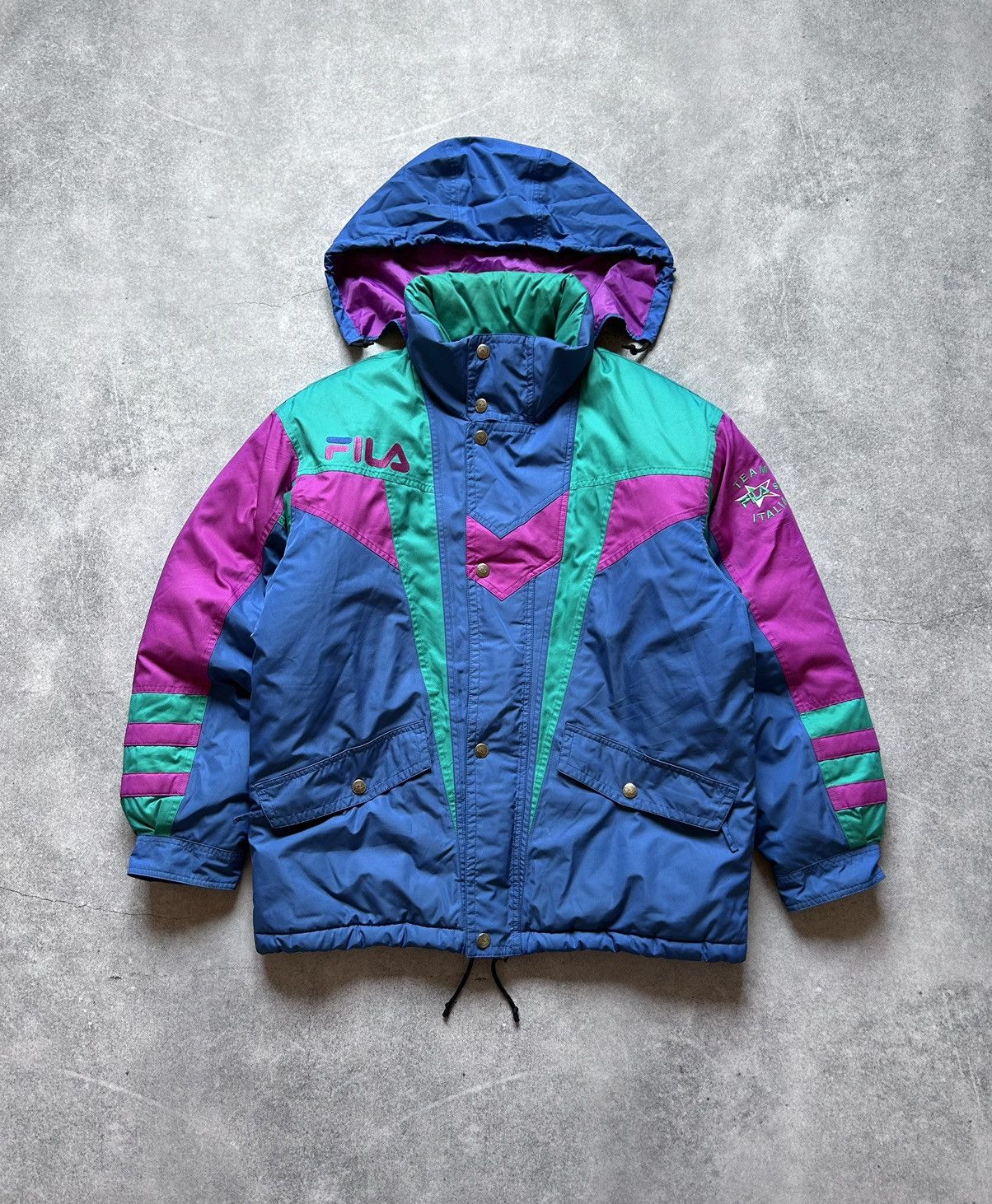 image of Vintage Fila Italia Team Ski Jacket Very 90's in Blue Purple, Men's (Size XL)