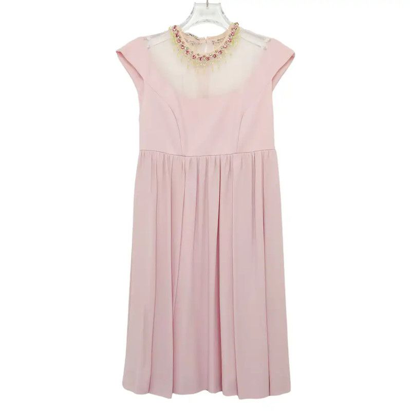 Miu Miu Miu Miu Summer Pink Embroidered Dress 0089 Size S / US 4 / IT 40 - 1 Thumbnail