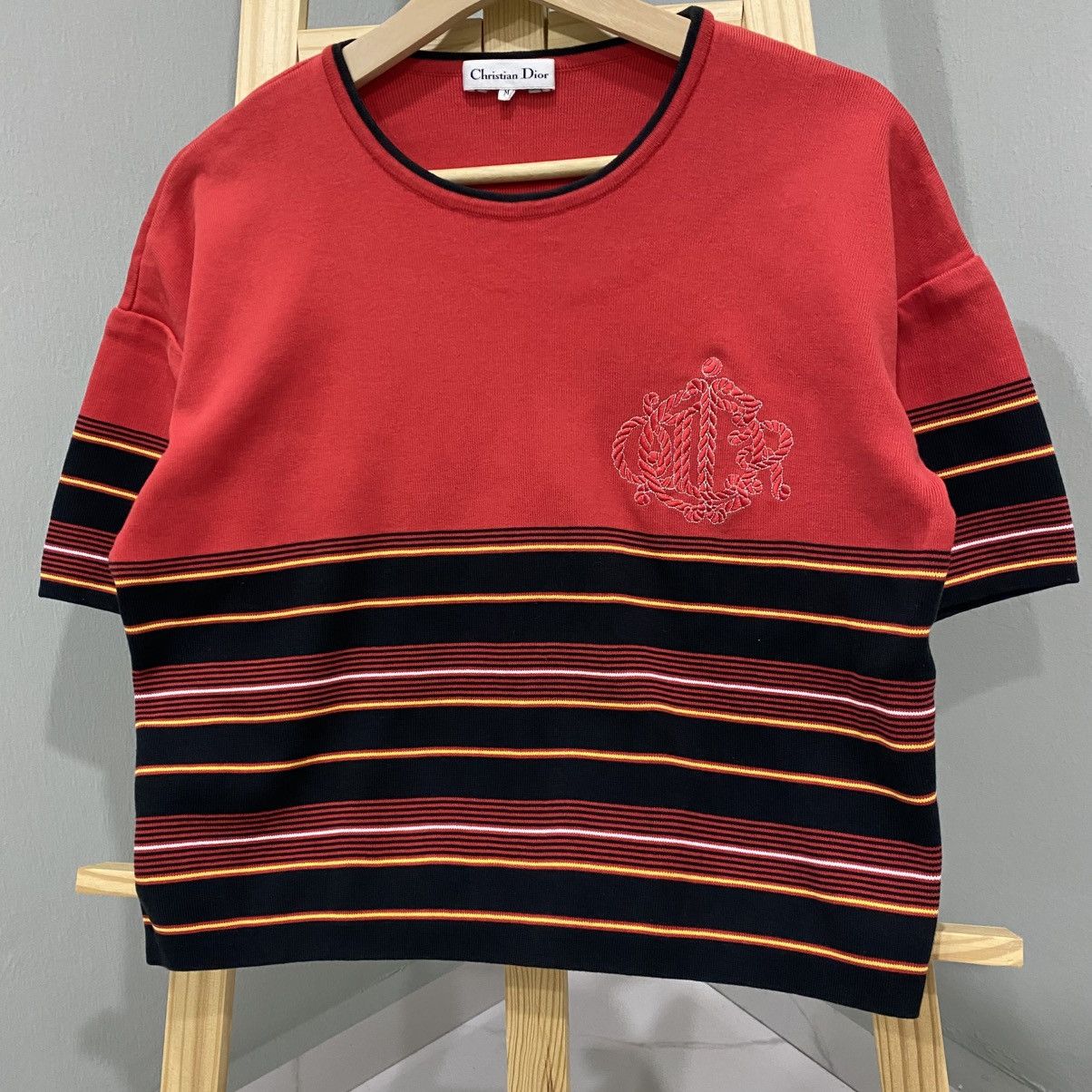 Christian Dior Monsieur Rare Vintage Christian Dior Embroidered Logo Knit Crop Top Size M / US 6-8 / IT 42-44 - 4 Thumbnail