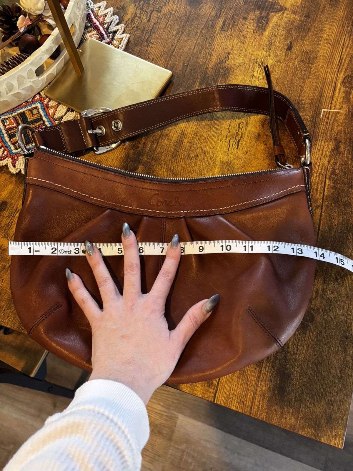 Coach Coach Y2K Brown Leather Pleated Hobo Bag Size ONE SIZE - 11 Thumbnail