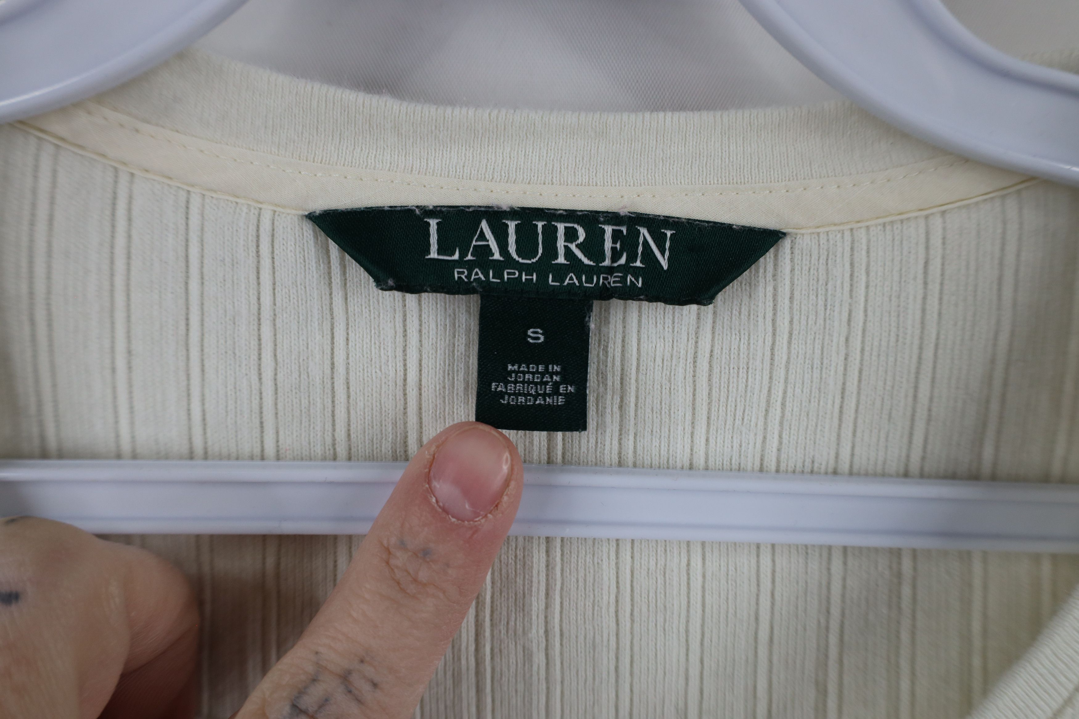 Ralph Lauren × Vintage Vintage 90s Y2K Ralph Lauren Ribbed Knit Fairy T-Shirt Cream Size S / US 4 / IT 40 - 8 Thumbnail