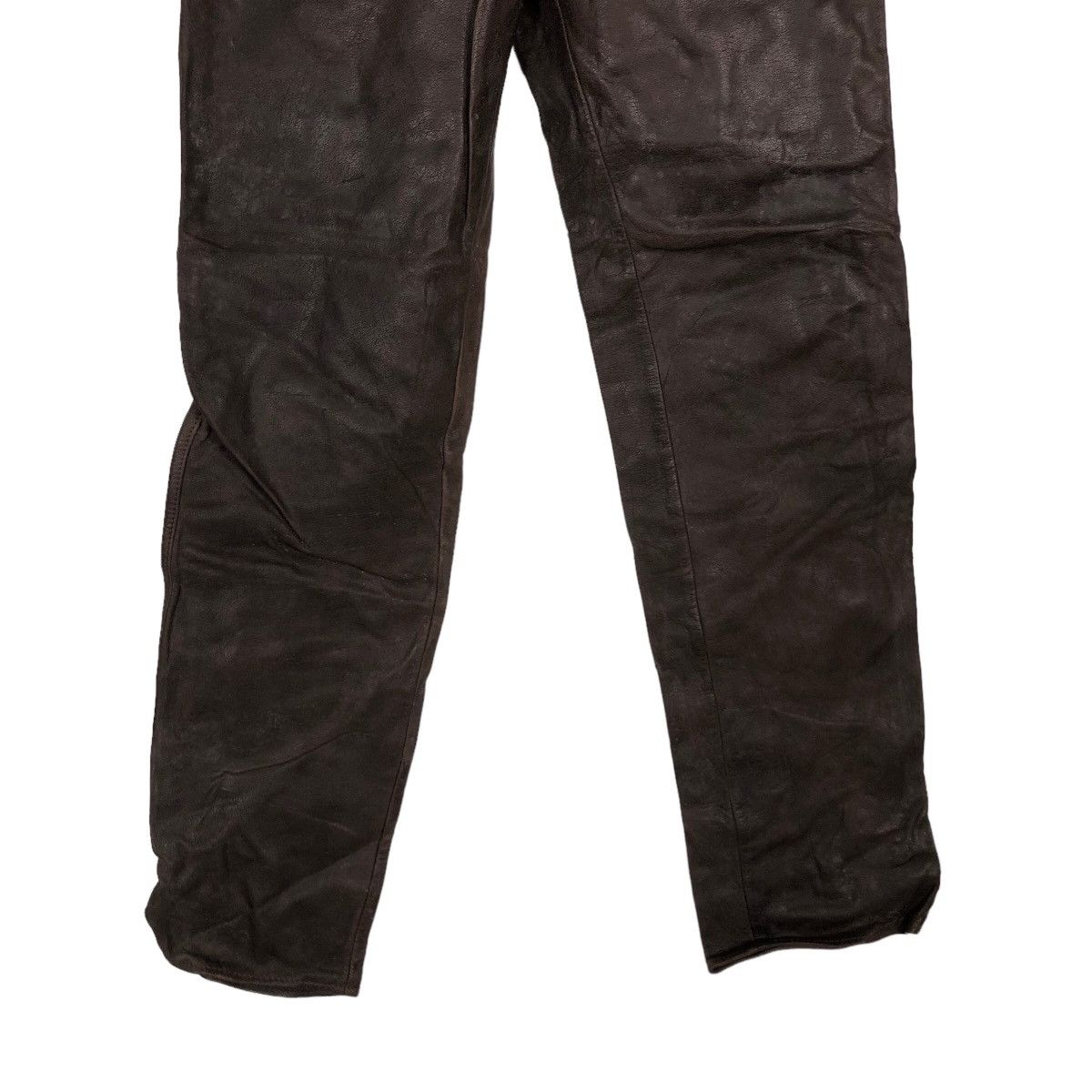 Genuine Leather 🔥Rich Brown -Genuine Leather Pants Racing Inspire RickOwens Size US 33 - 4 Thumbnail