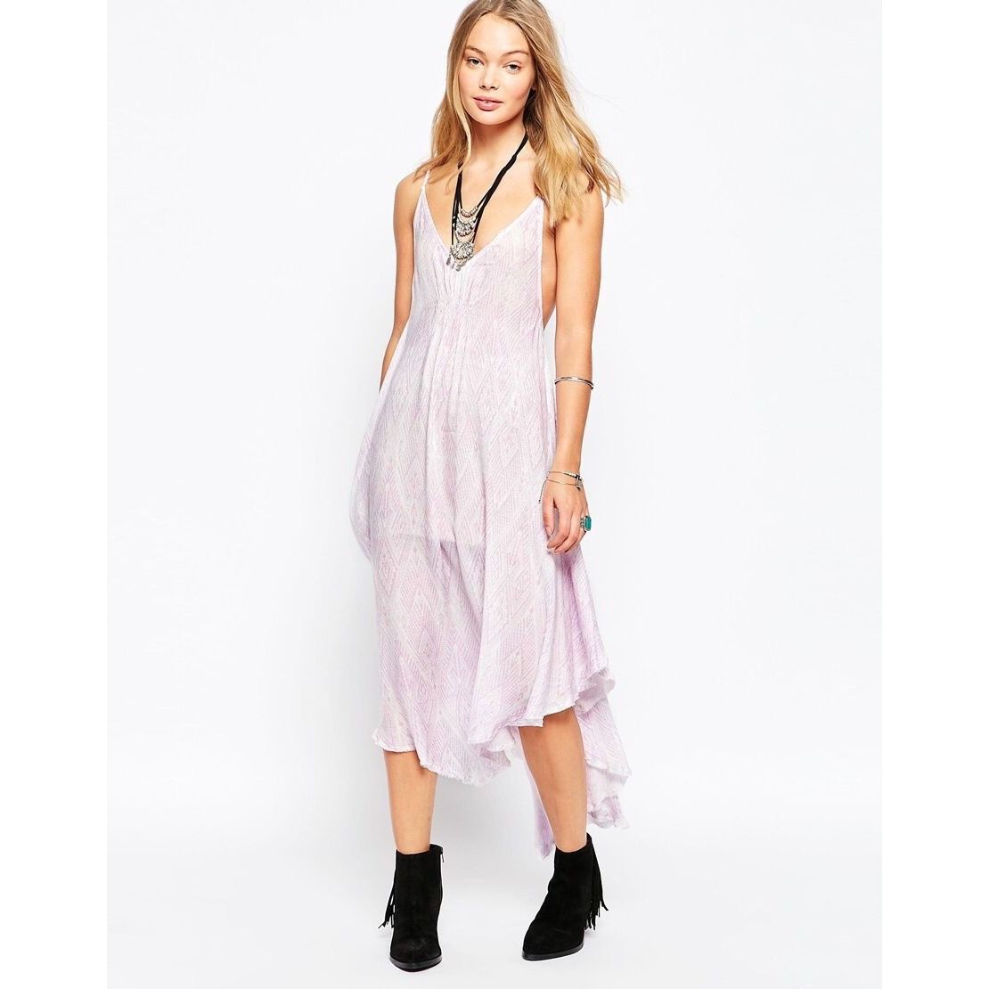 Free People Free People Lilac Flowy Asymmetrical Midi Slip Dress | Balle Size S / US 4 / IT 40 - 1 Thumbnail