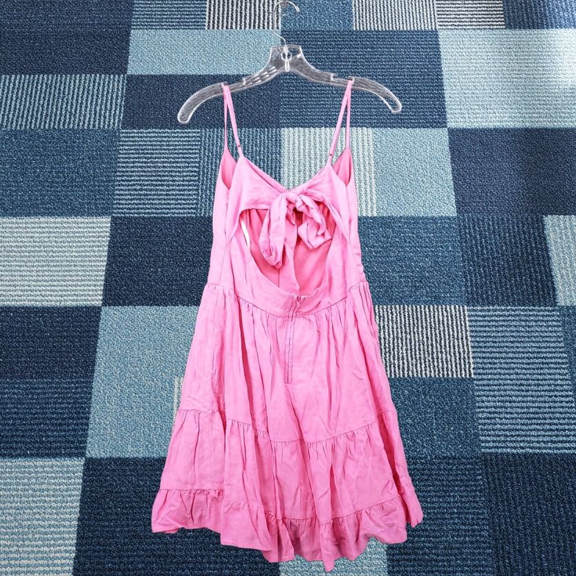 Vintage B. Darlin Dress Juniors 5/6 Pink Midi Sundress Pleated Tiered Cut Out Barbiecore Dress Women Girls Size S / US 4 / IT 40 - 1 Thumbnail