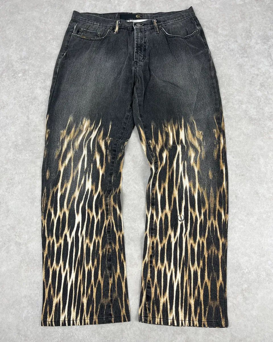 Just Cavalli AW2004 Cavalli Grey Fire Flames Denim Jeans Size US 31 - 1 Thumbnail