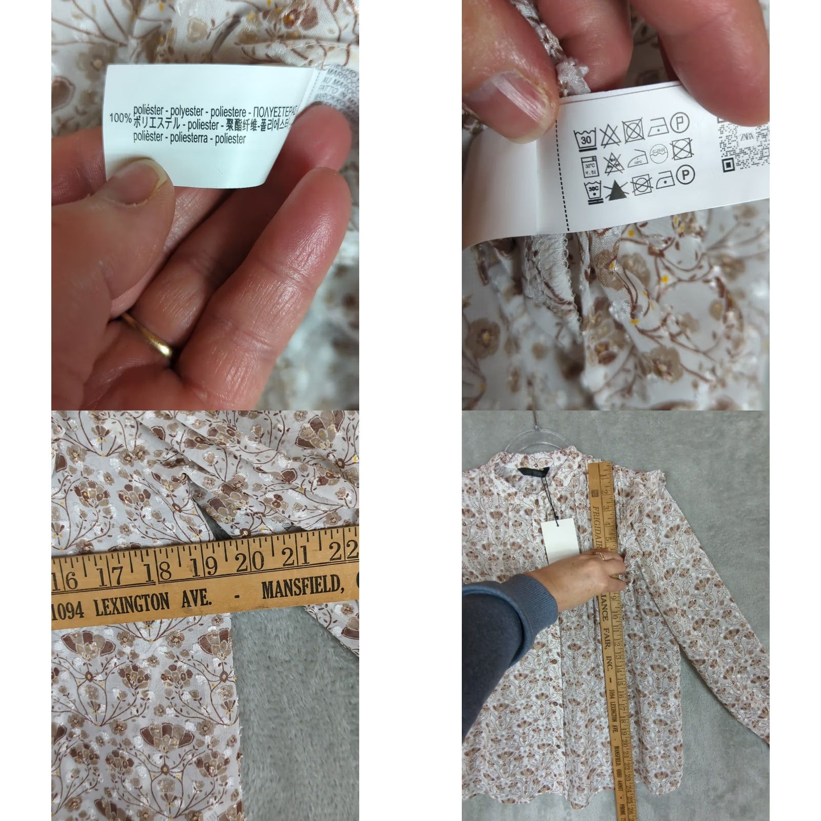 Zara Zara Blouse Shirt Brown Floral Sz S Peasant Prairie Cottagecore Feminine Dainty Size S / US 4 / IT 40 - 8 Thumbnail