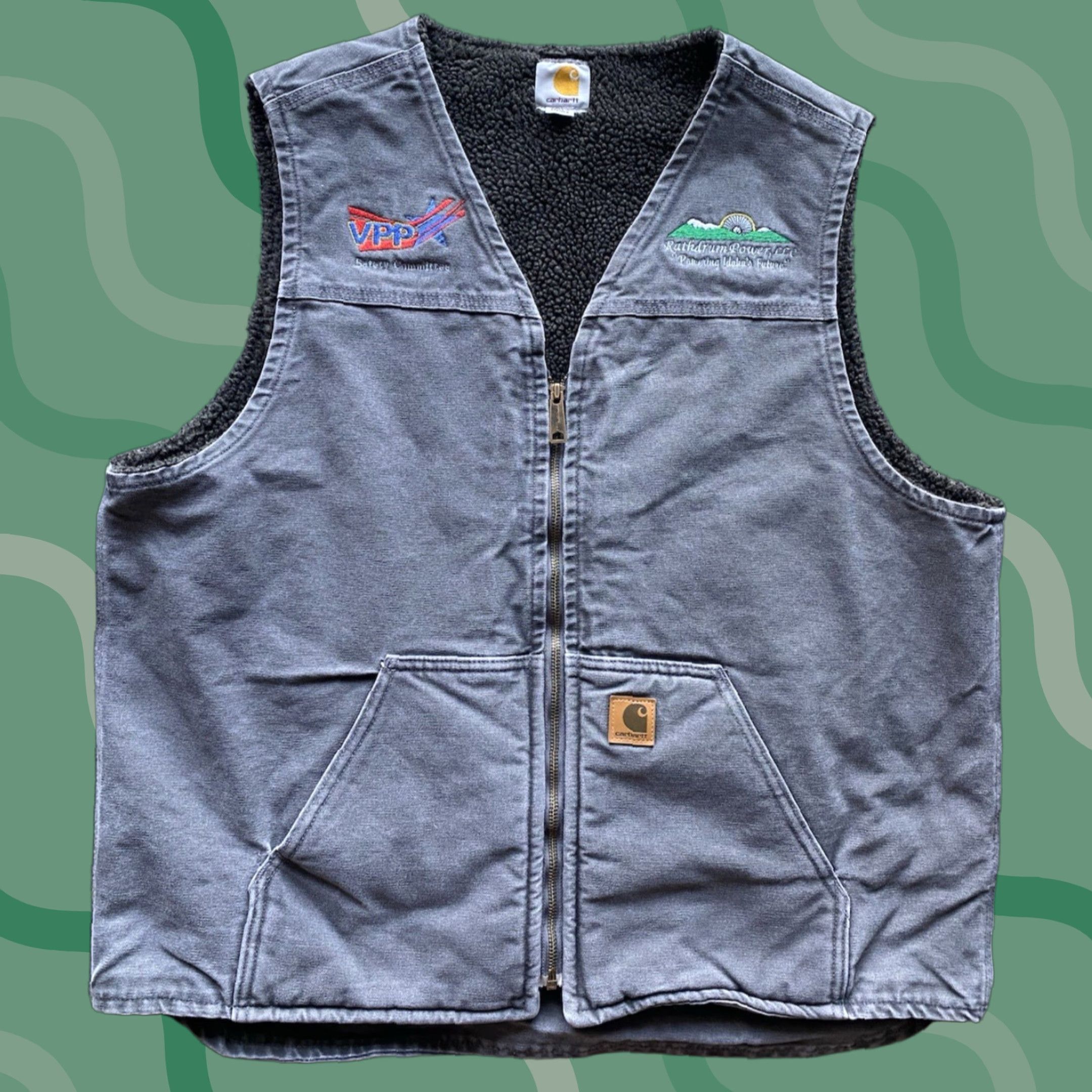 Carhartt VINTAGE Carhartt V26 GVL Vest Men XL Tall Gray Sherpa Lined Embroidery Big & Tall Embroidered Cotton Vest Size US XL / EU 56 / 4 - 1 Thumbnail