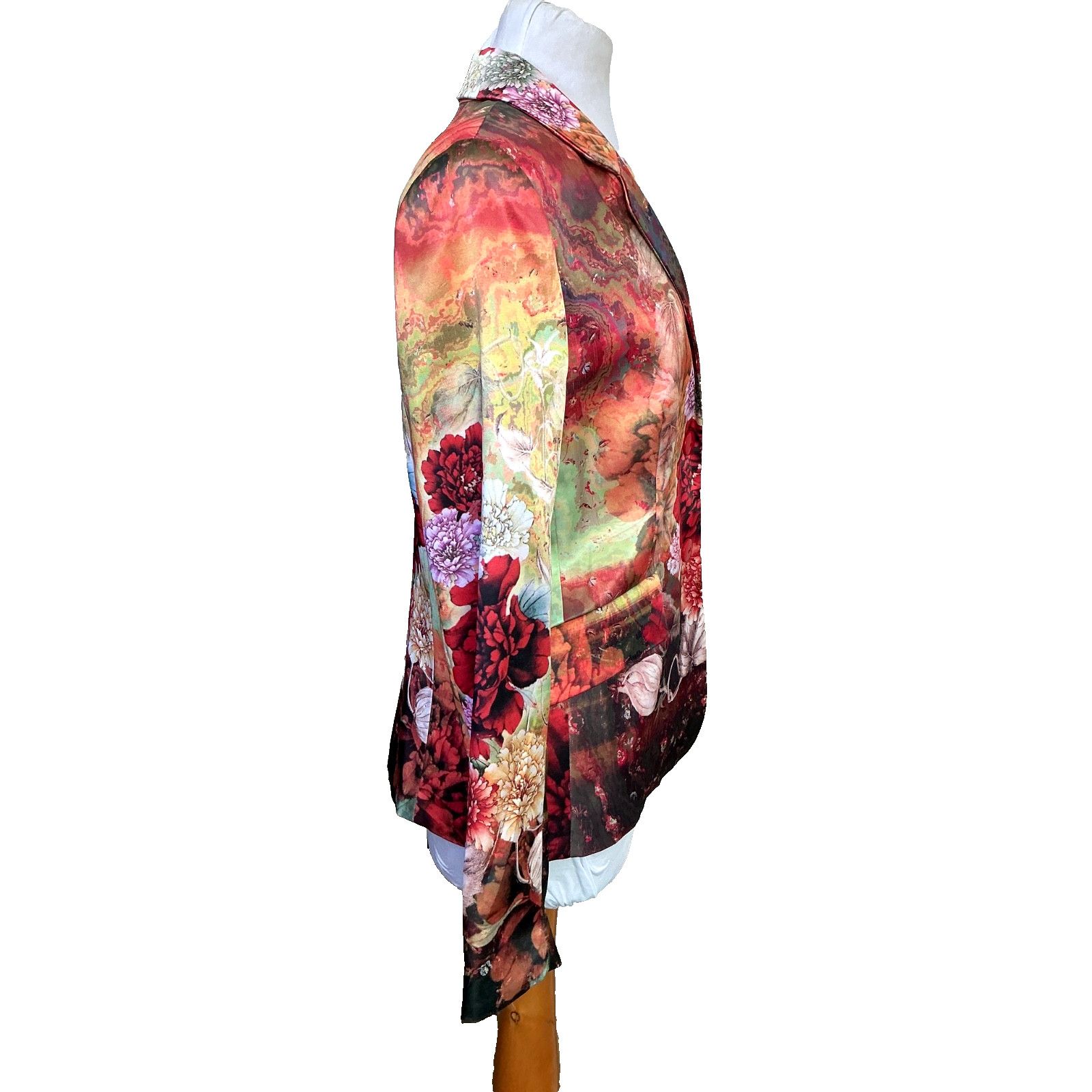 Other MI SOLO SATIN WILD BRIGHT FLORAL 2-BUTTON BLAZER JACKET SZ L Size L / US 10 / IT 46 - 4 Thumbnail