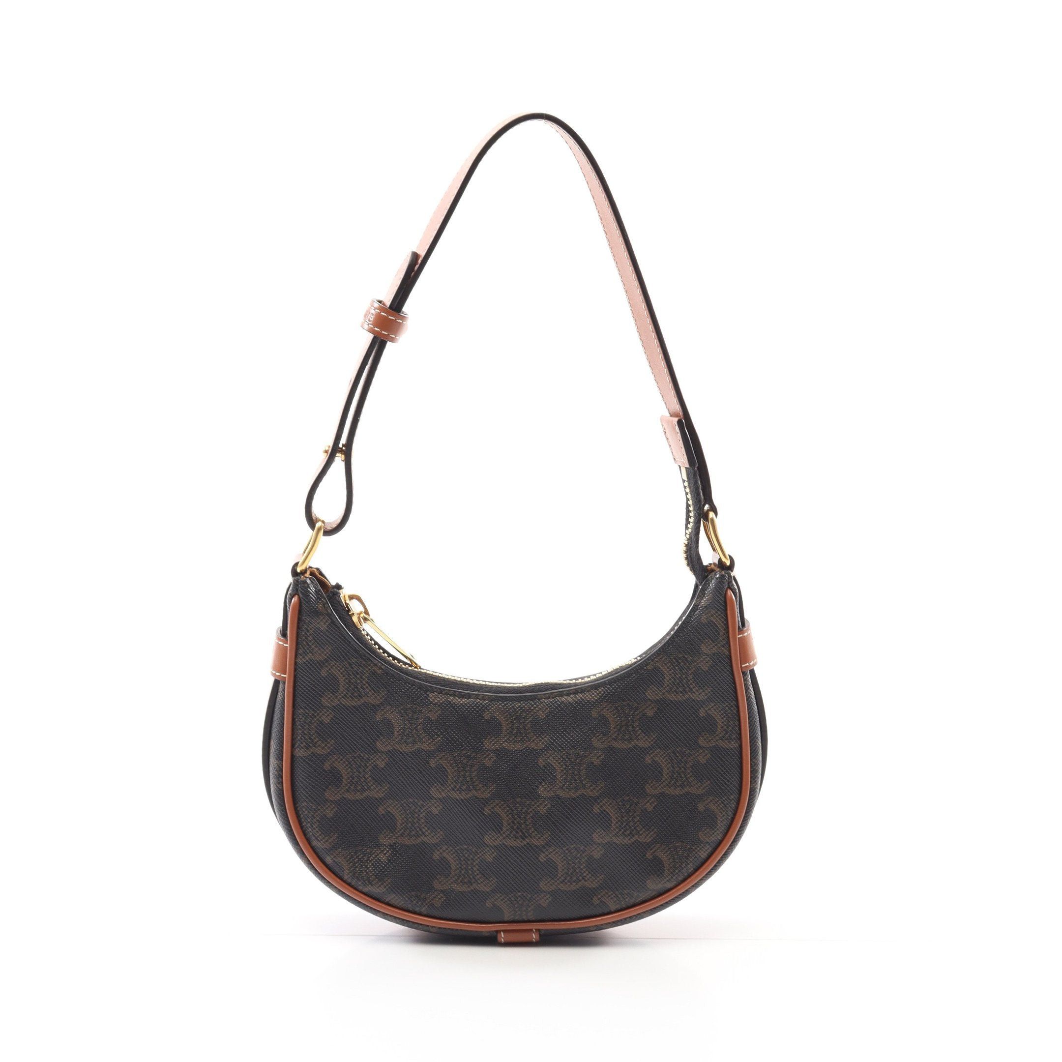 Celine Celine Ava Mini Triomphe Handbag Leather Black Brown Size ONE SIZE - 1 Thumbnail