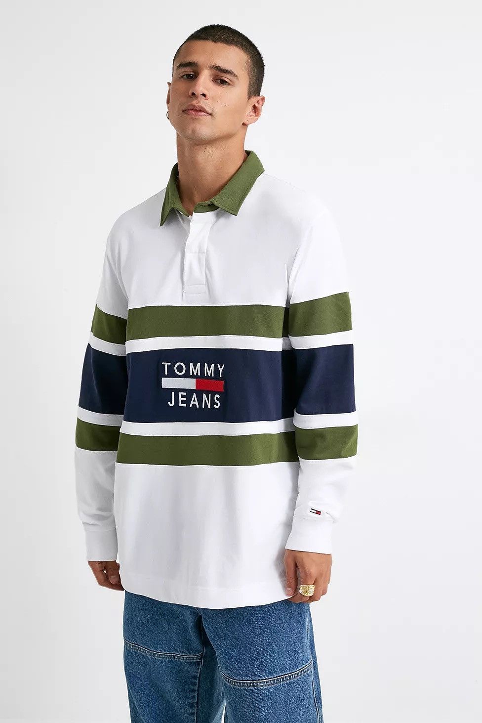 Tommy Hilfiger Tommy Jeans Rugby Shirt XL Long Sleeve Polo Colorblock Y2K Size US XL / EU 56 / 4 - 2 Thumbnail