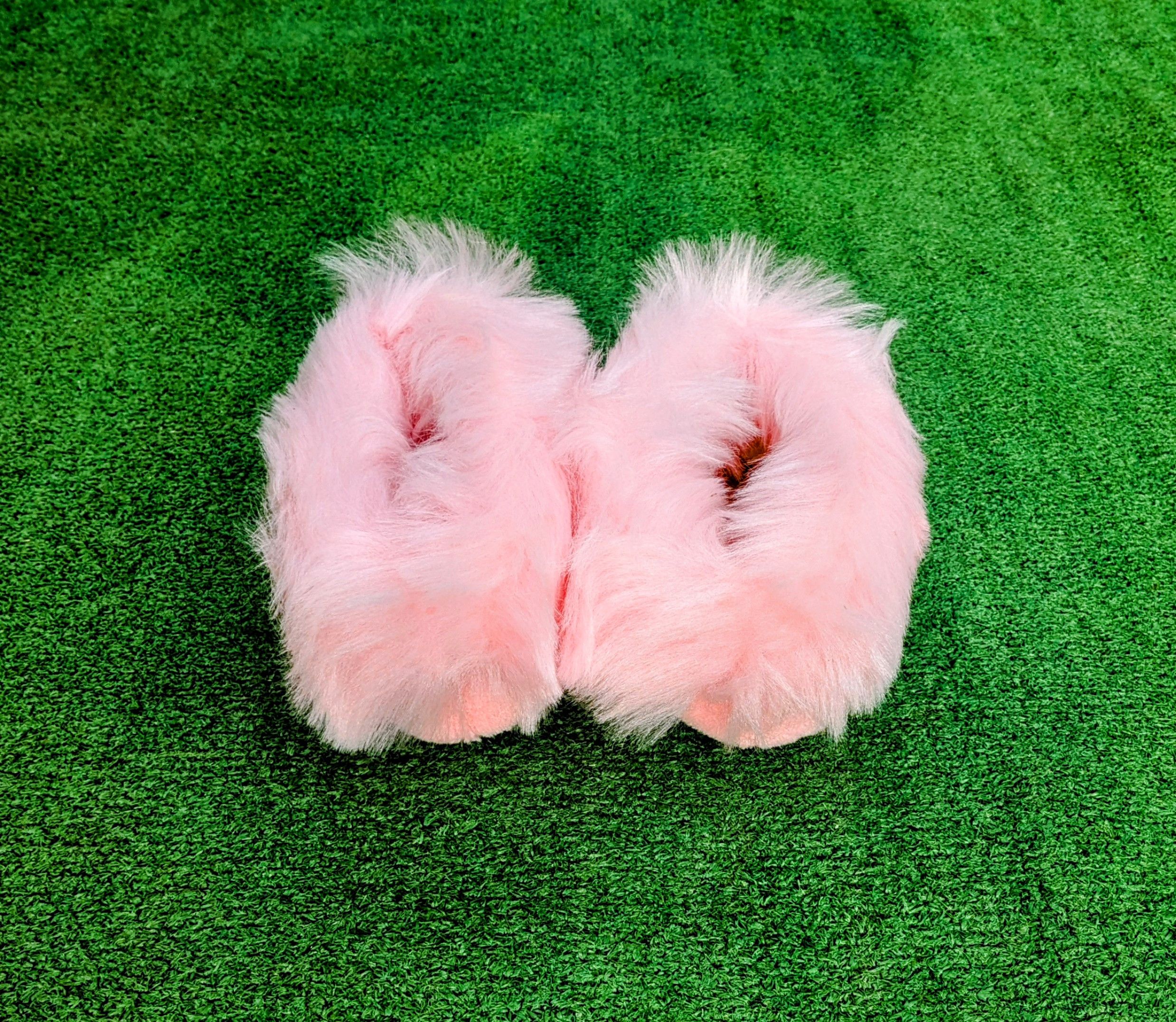 Vintage Living Joy Japanese Furry Pink Slippers w/Storage Mark NOS Size US 5.5 / IT 35.5 - 3 Thumbnail
