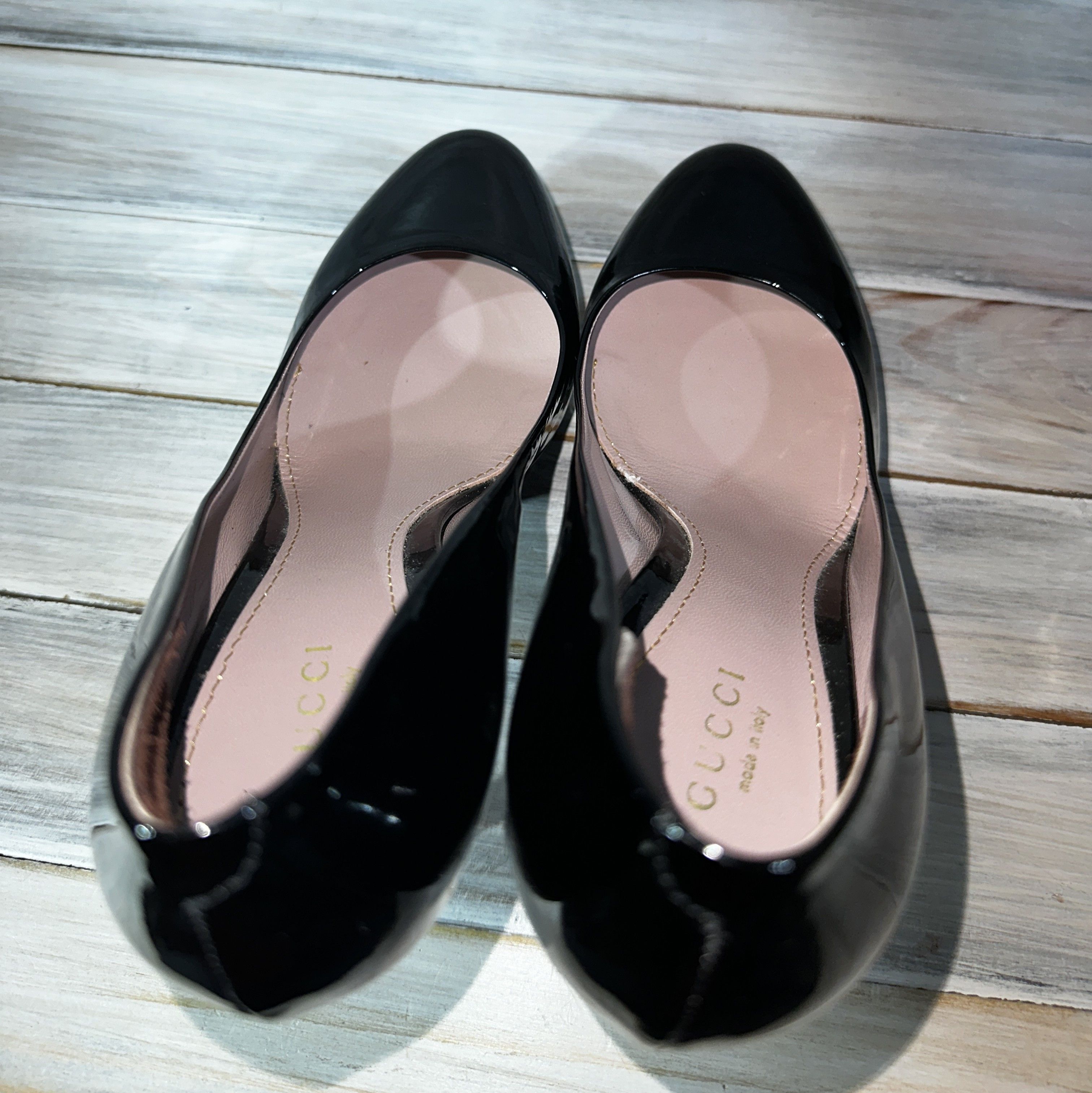 Gucci × Leather Gucci Patent Leather Heels Women's Shoes Black Made In Italy Size US 7.5 / IT 37.5 - 12 Thumbnail