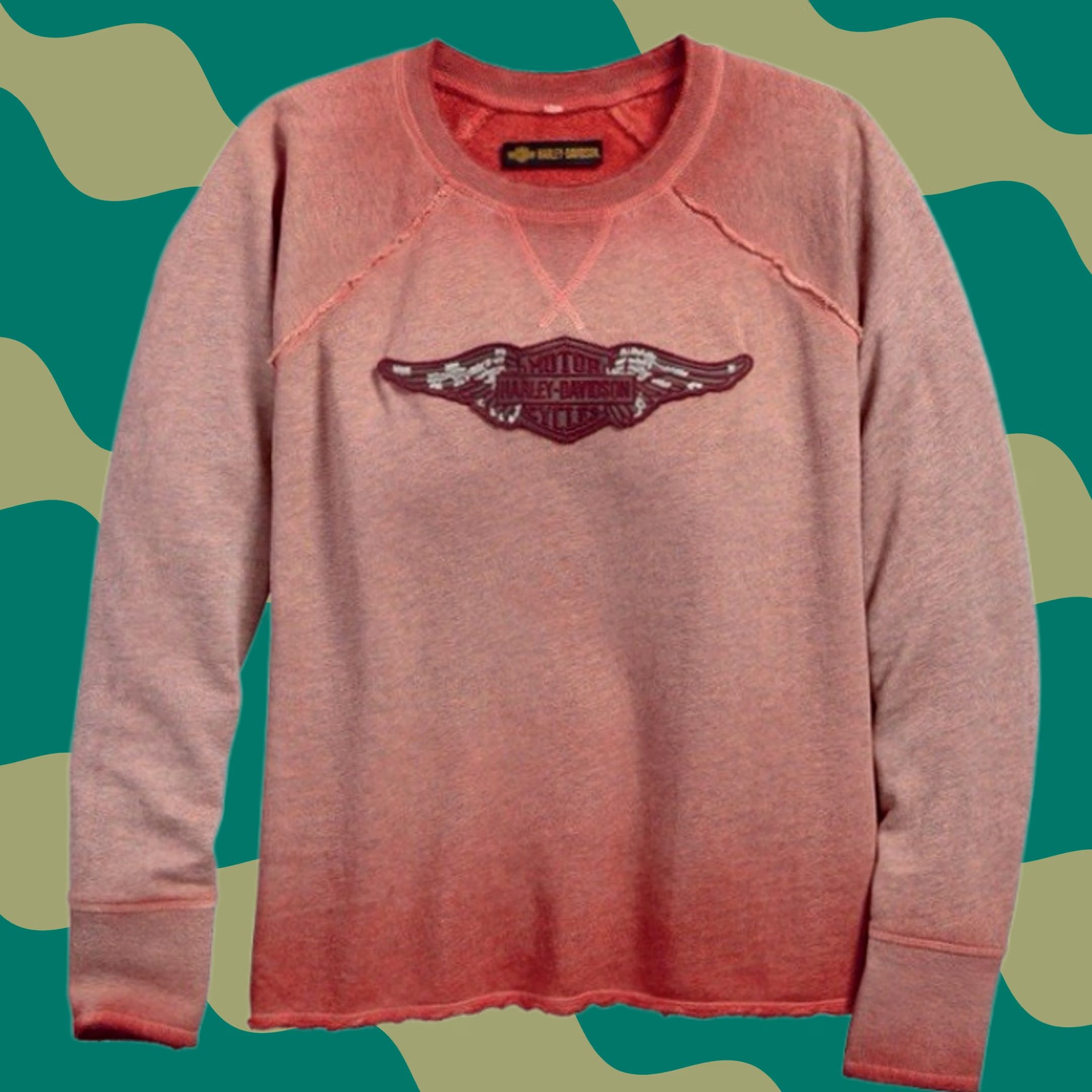 Harley Davidson Harley-Davidson Women Raglan Long Sleeve Sweatshirt 2XL Red Ombre Wing B&S Logo Crew Neck Pullover Jacket Style Size XXL / US 16-18 / IT 52-54 - 1 Thumbnail