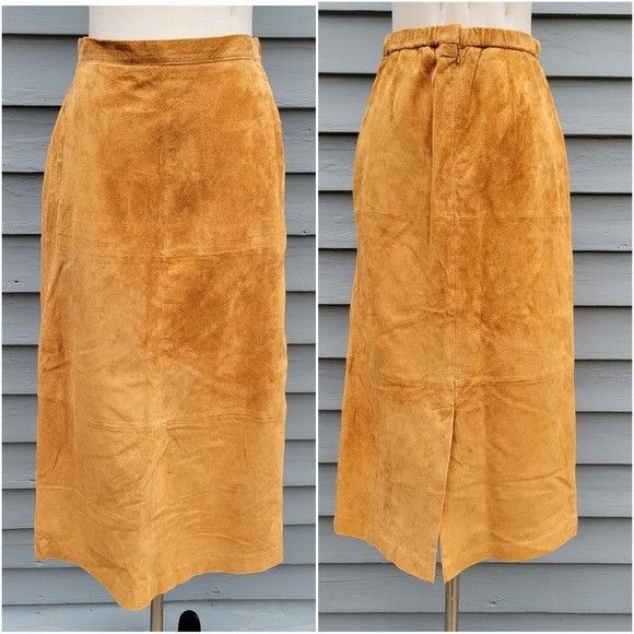 Vintage Vintage 90s y2k Camel Tan Honey Butterscotch Suede Leather B Size 28" / US 6 / IT 42 - 7 Thumbnail