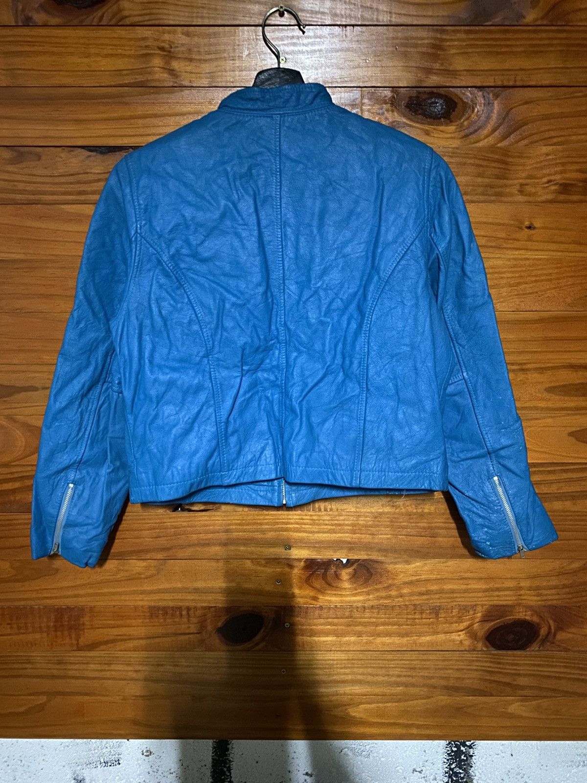 Genuine Leather Vintage Melody Square Blue Cropped Jacket Quilted Lining Size M / US 6-8 / IT 42-44 - 9 Thumbnail