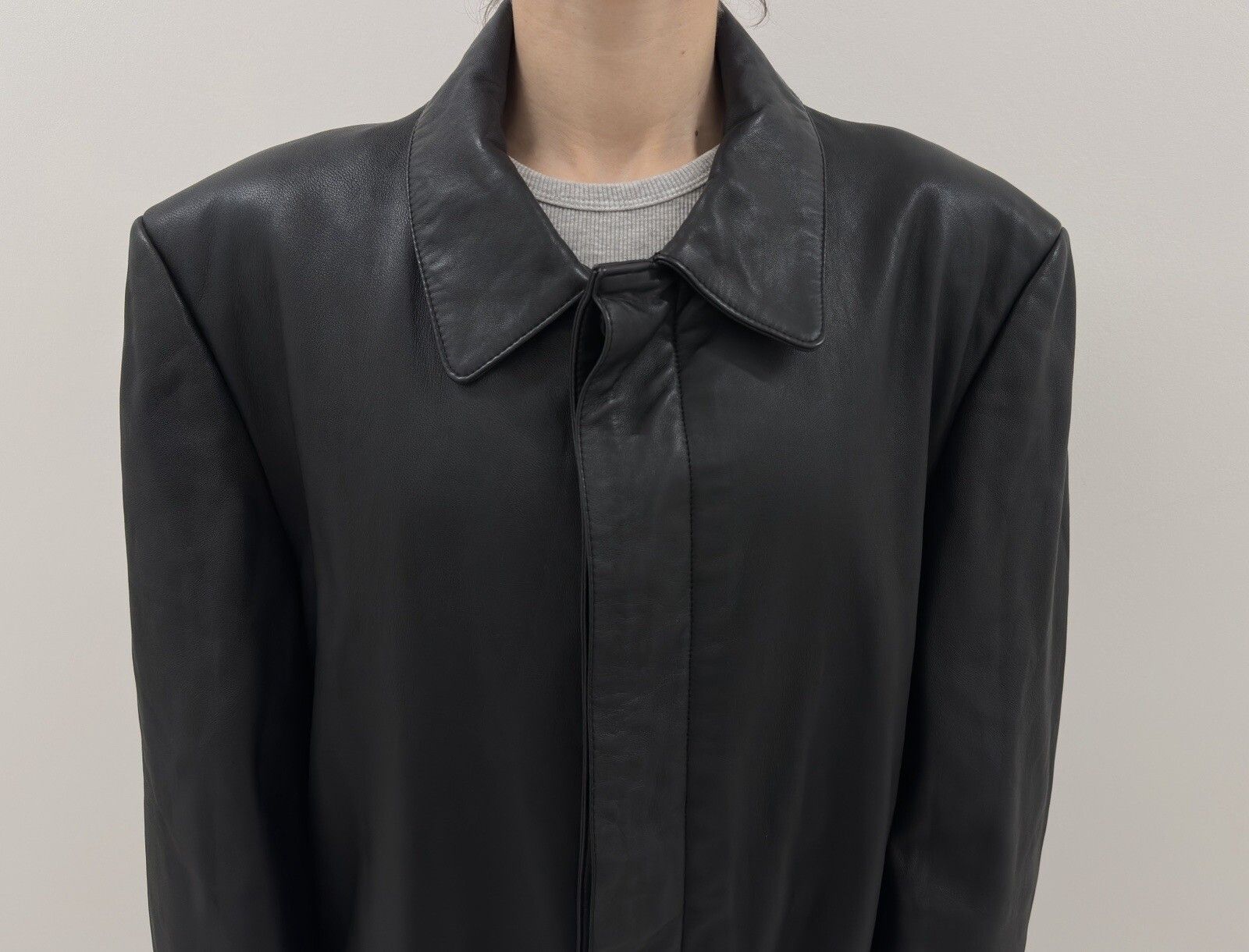 vintage ZARA Leather Long Trench Coat Jacket y2k Swag