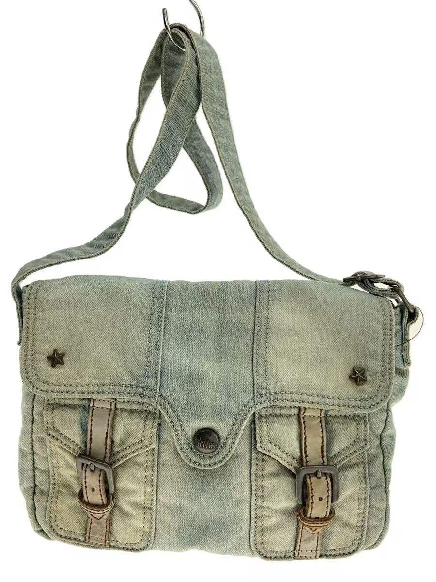 Jean Paul Gaultier Aged Denim Shoulder Bag in Purple, Women's