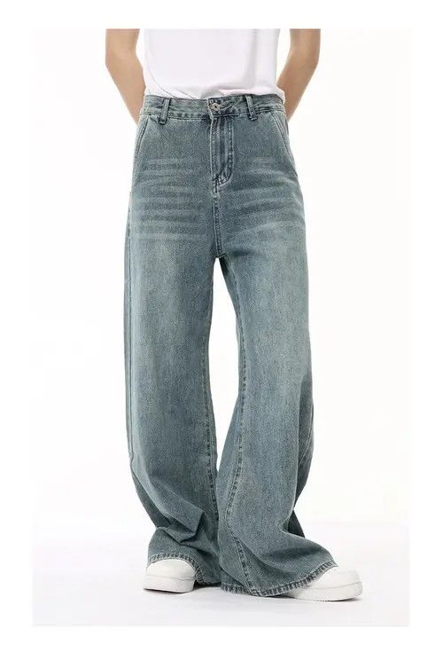 Japanese Brand Wide-leg loose washed jeans Size US 33 - 2 Thumbnail