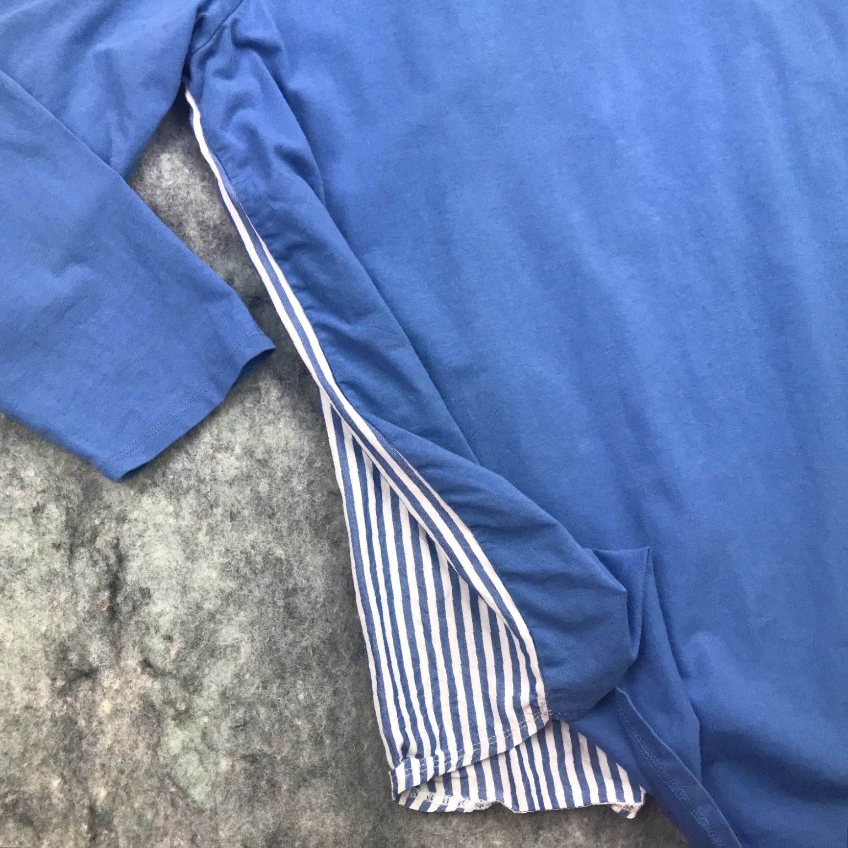 J. Jill J. Jill Shirt Womens M Blue Stripe Back Button Down V-Neck 3/4 Sleeve Cotton Blend Casual Shirt Nike Size M / US 6-8 / IT 42-44 - 4 Thumbnail