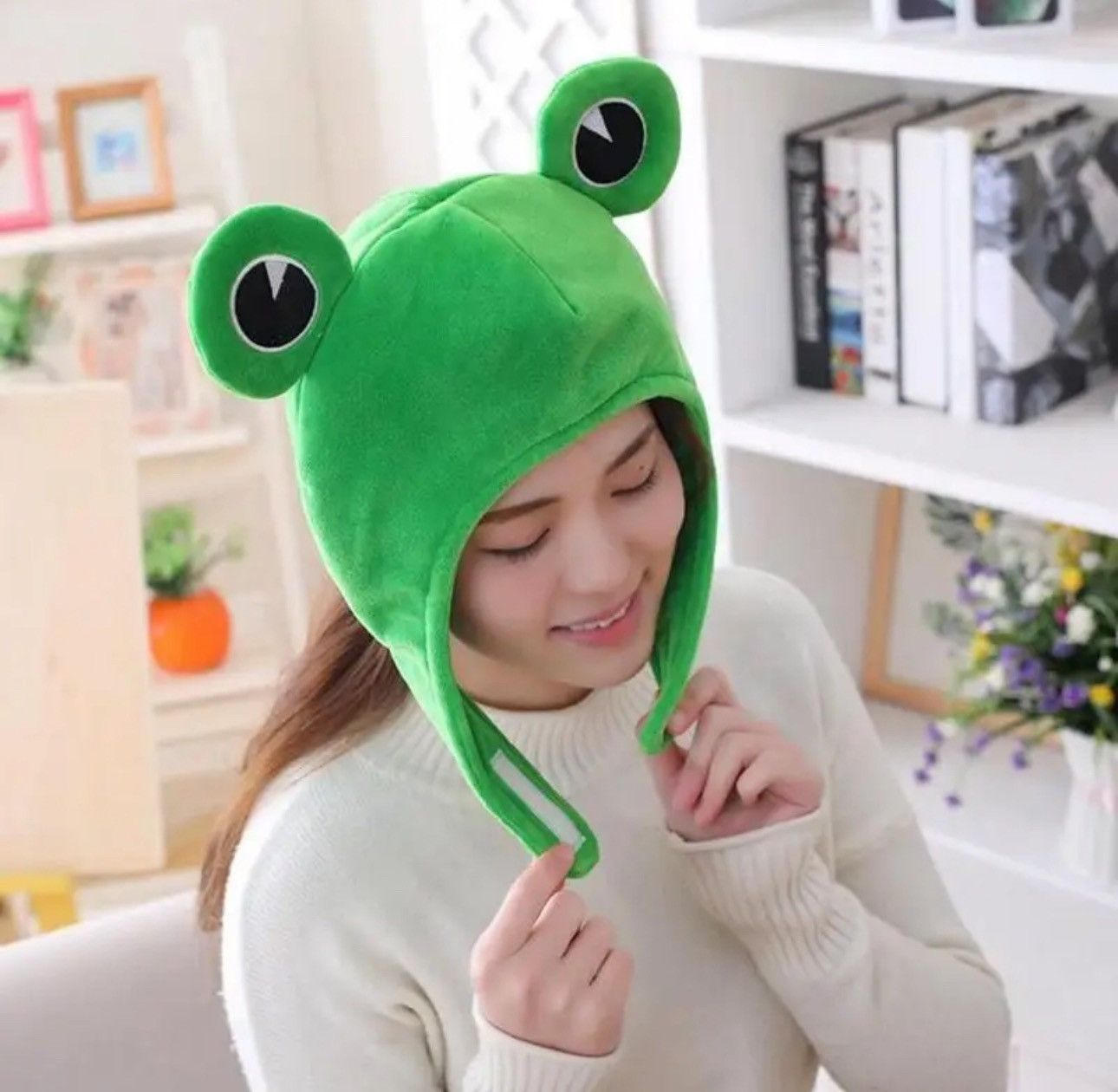Vintage Cartoon Funny Adorable Plush Frog Hat Size ONE SIZE - 3 Thumbnail