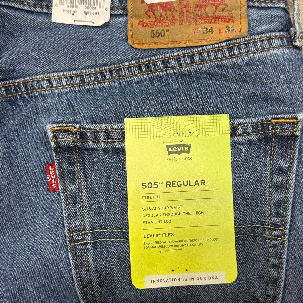 Levi's Levi’s 505 Regular Fit Stretch Men’s Jeans W34 L32 Size US 34 / EU 50 - 4 Thumbnail