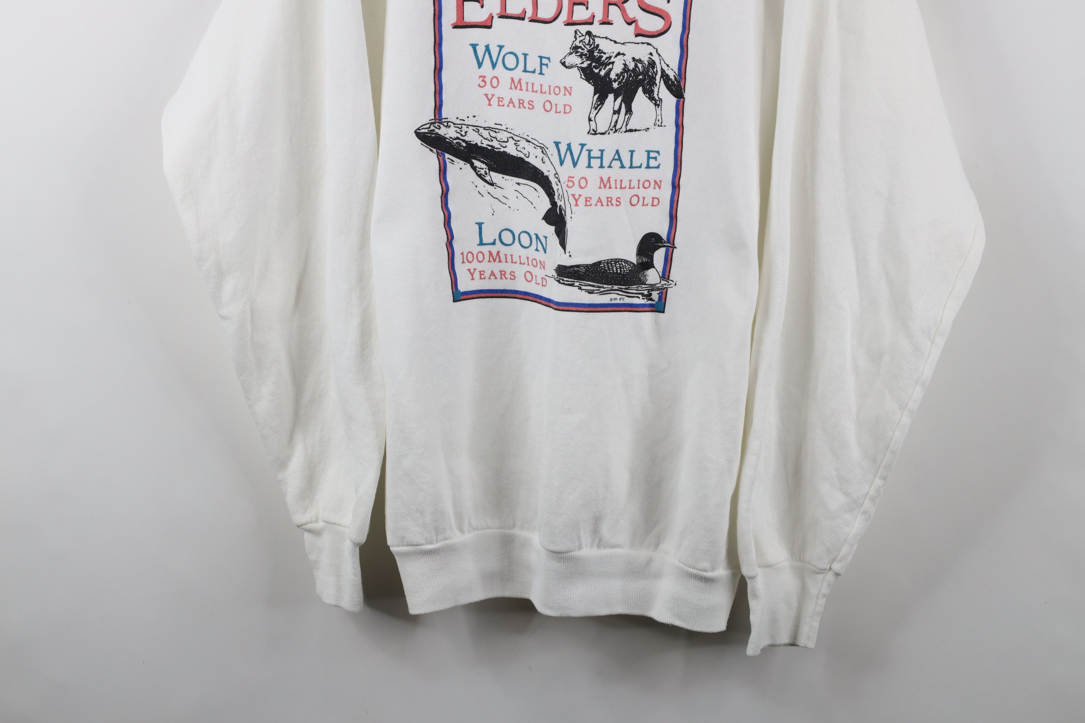 Vintage Vintage 90s Streetwear Earth Day Wolf Whale Sweatshirt Size US XL / EU 56 / 4 - 3 Thumbnail