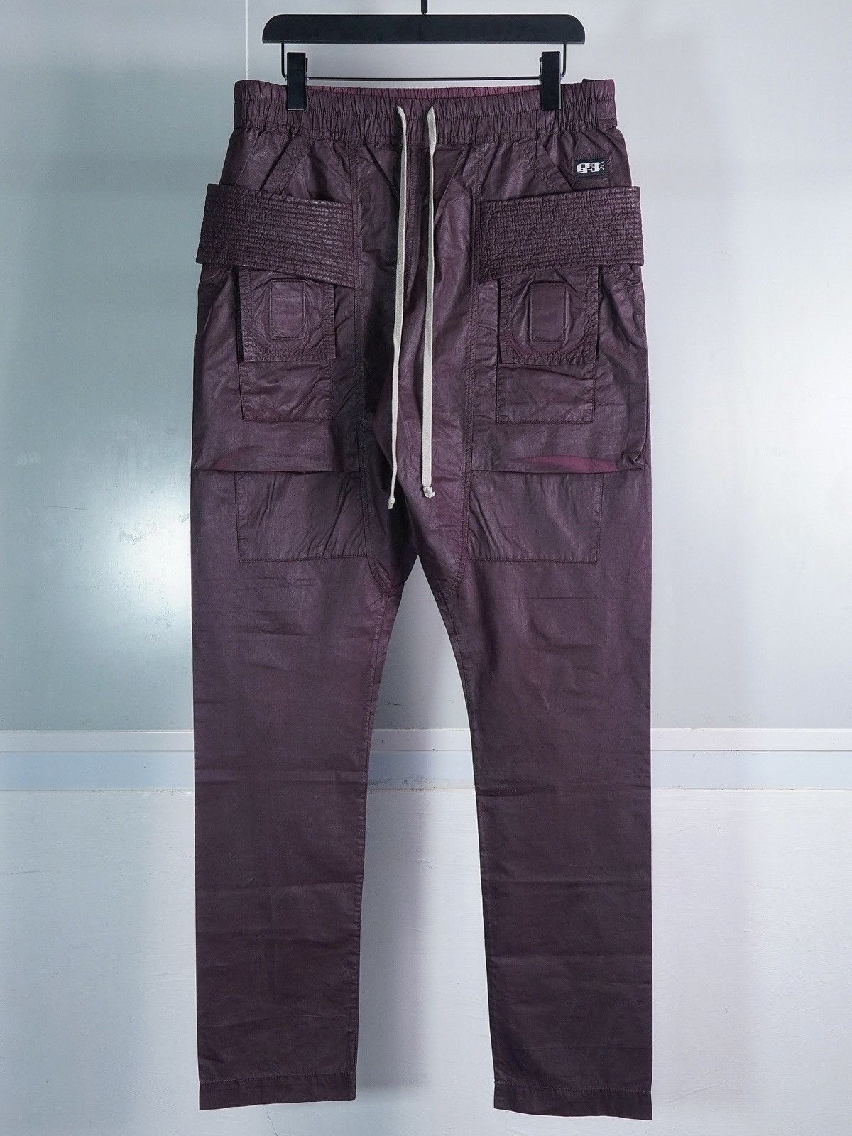 Rick Owens Drkshdw (NEW) SS21 Burgundy Creatch Cargo Waxed Pants Size US 32 / EU 48 - 1 Thumbnail