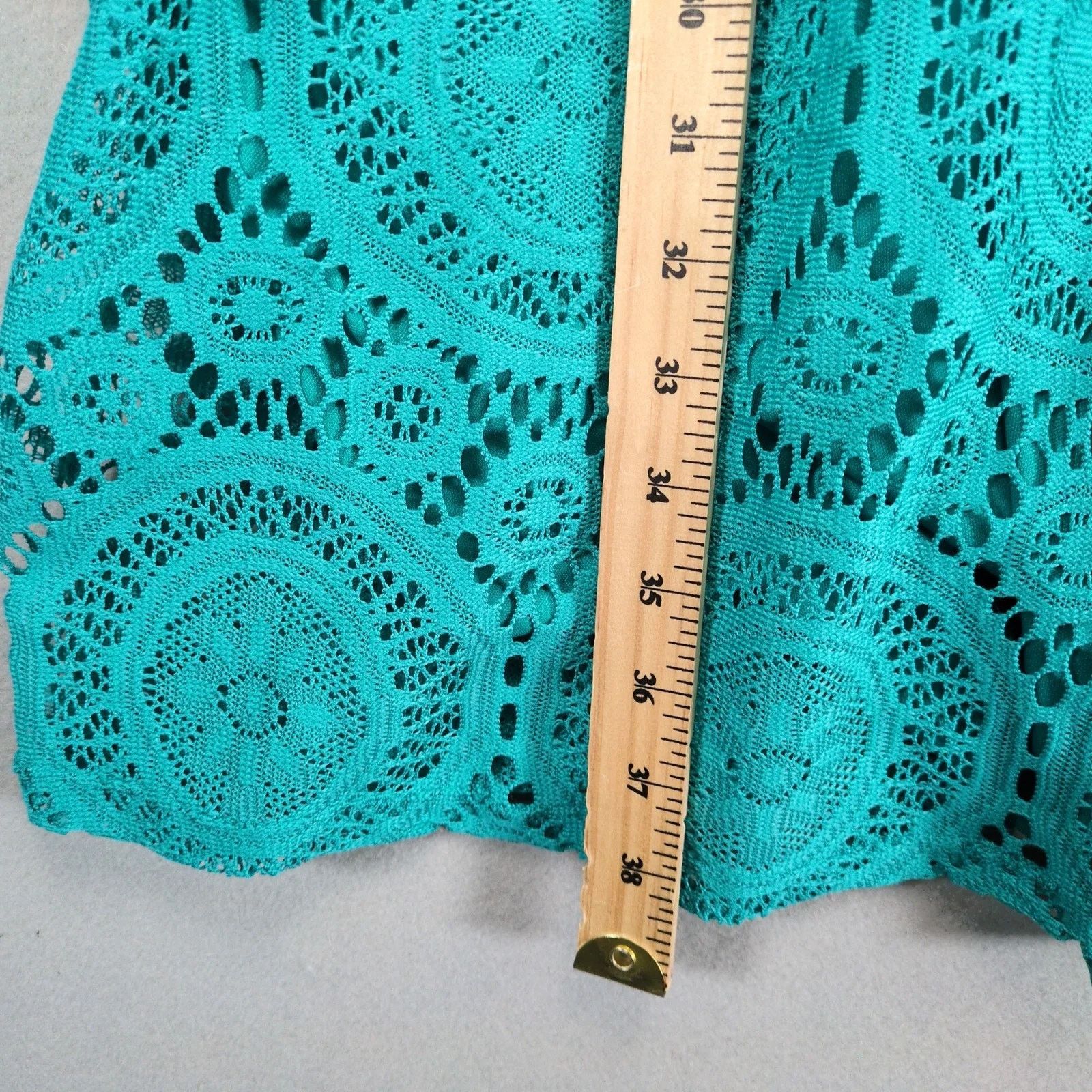 Other Tacera Teal Crochet Lace Knee-Length Dress, Plus Size 3X Size 3XL / US 20-22 - 8 Thumbnail