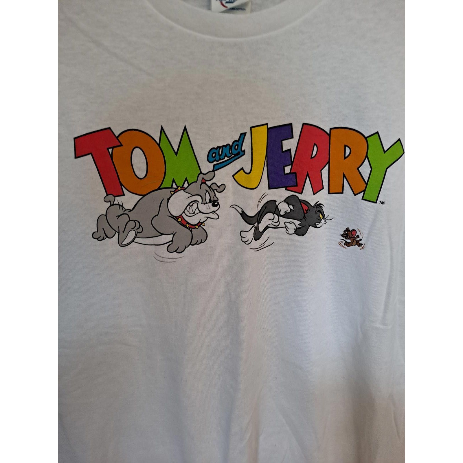 Delta Tom And Jerry White Shirt with Colorful Words Size Large Size US L / EU 52-54 / 3 - 2 Thumbnail