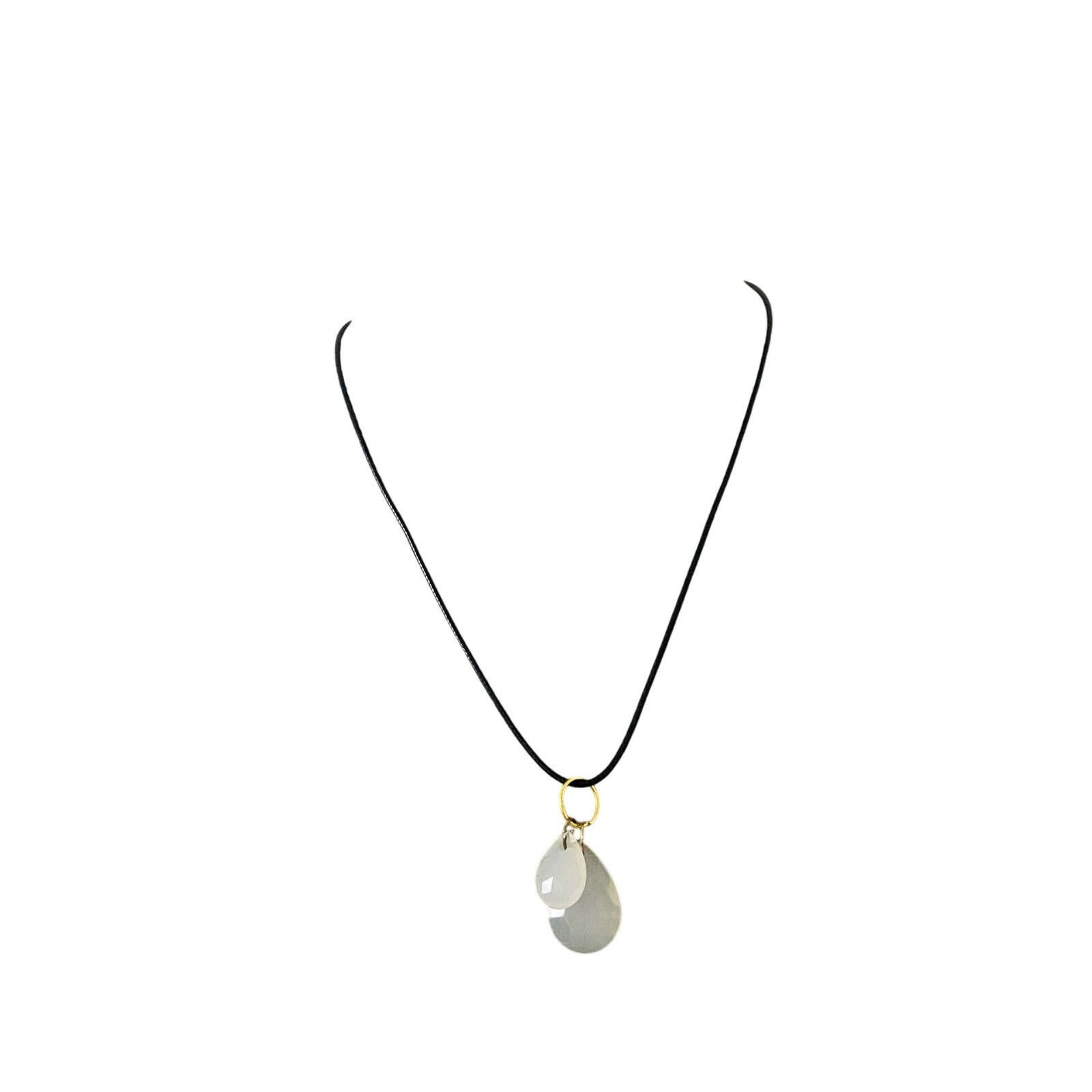 Handmade Upcycled white teardrop pendant necklace Size ONE SIZE - 1 Thumbnail