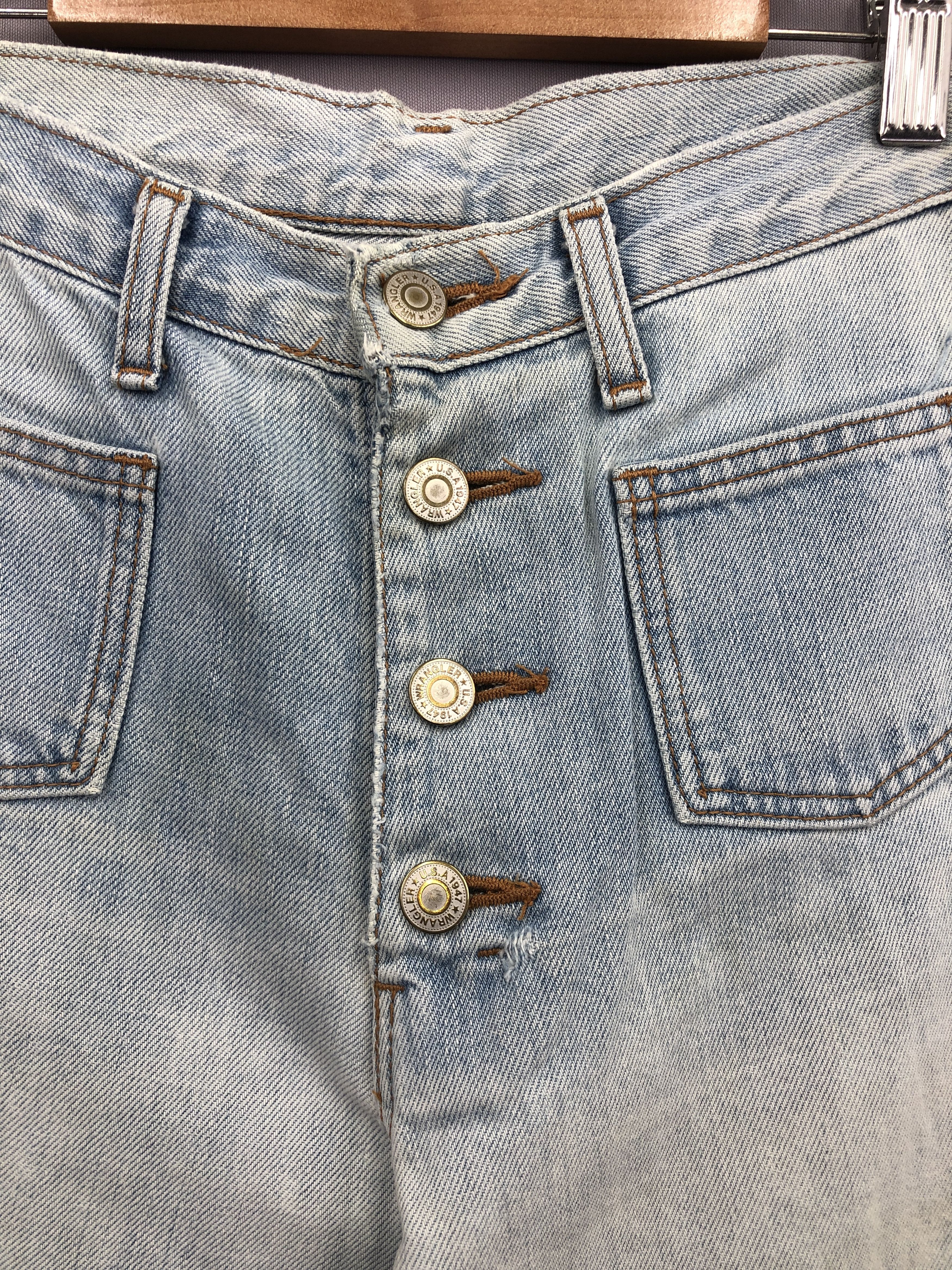Vintage 90s Wrangler Bush Pants Flare Faded Light Wash Jeans Denim Size 24" / US 00 / IT 34 - 6 Thumbnail