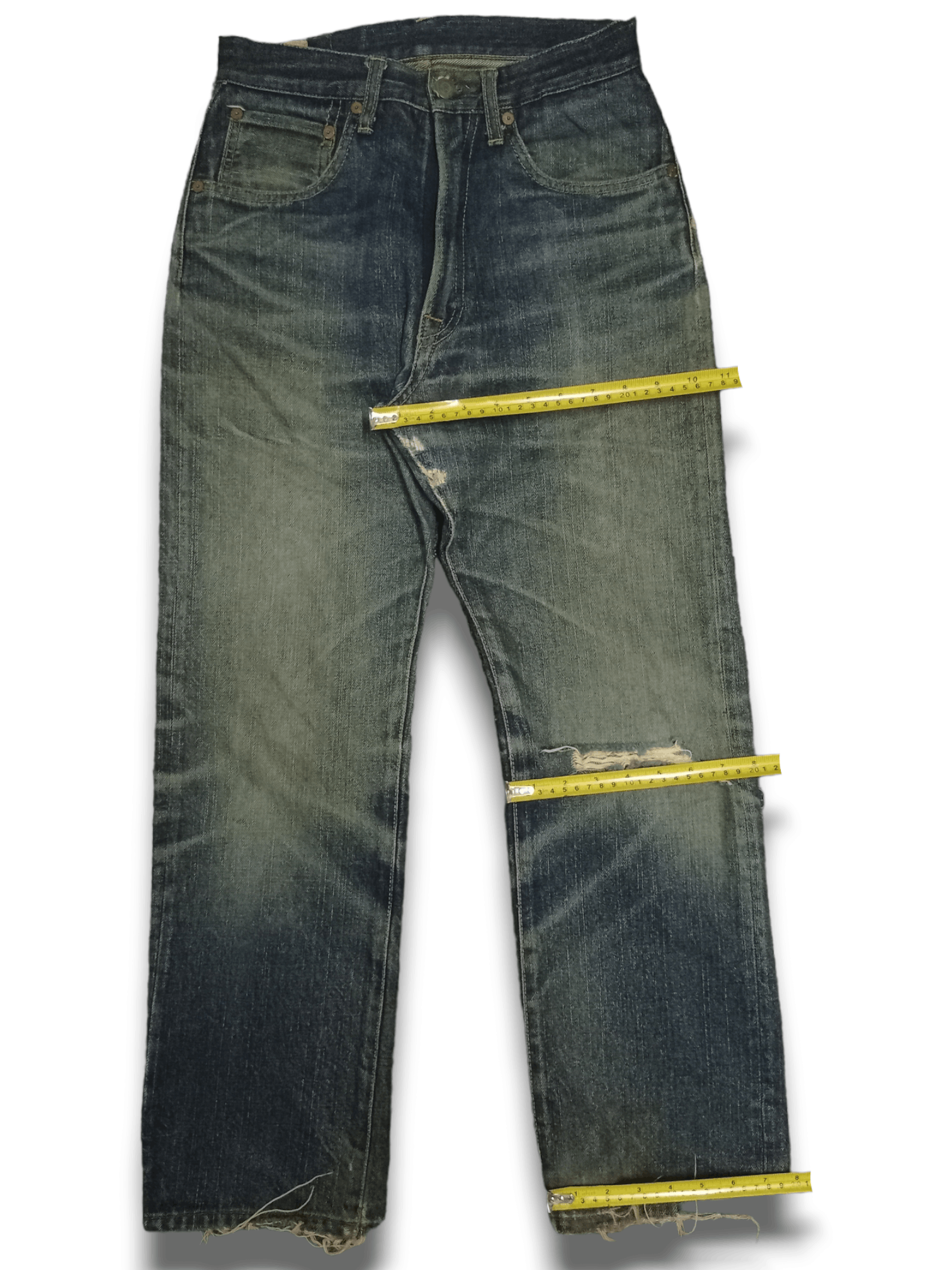 45rpm Vintage Japanese 45RPM Studio Mud Wash Distress Loose Jeans Size US 26 / EU 42 - 12 Thumbnail