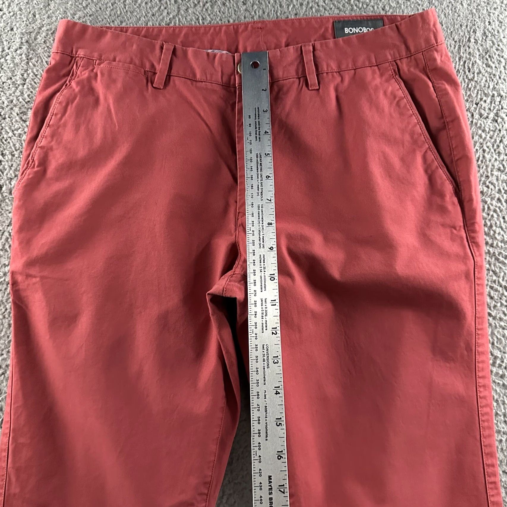 Bonobos Mens Pants Pink 33x30 Chino Slim 100% Cotton Dress Pants