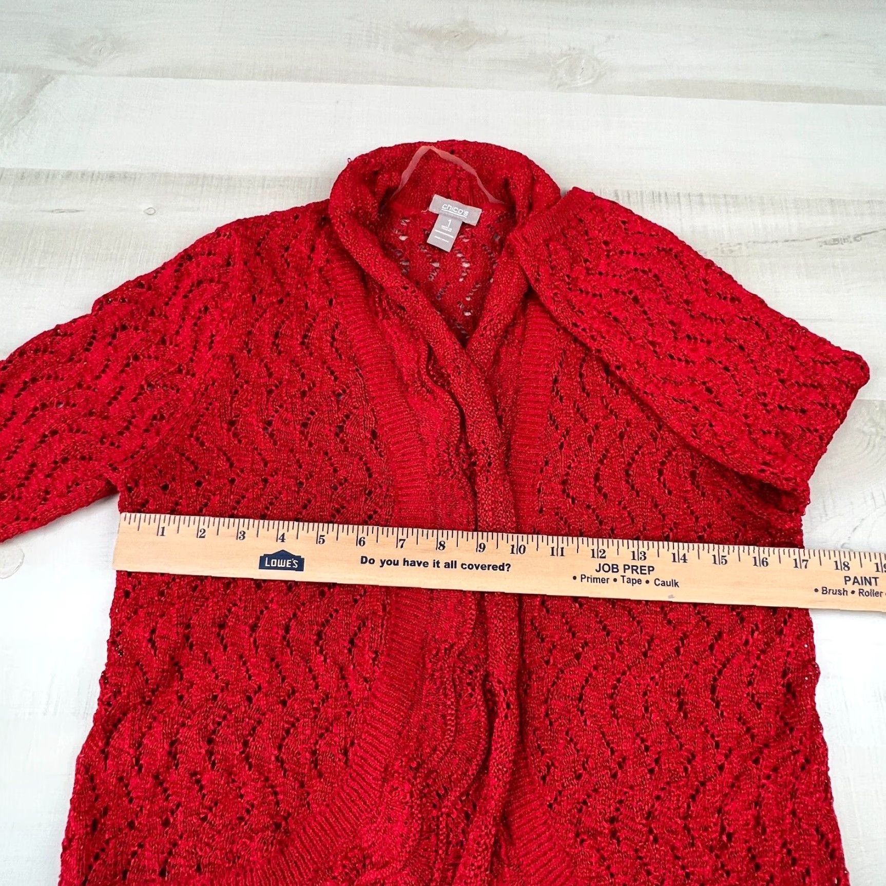 Vintage Chico's Womens Small Red Open Front Cardigan Sweater 3/4 Sleeve Knit Casual Women Size S / US 4 / IT 40 - 6 Thumbnail