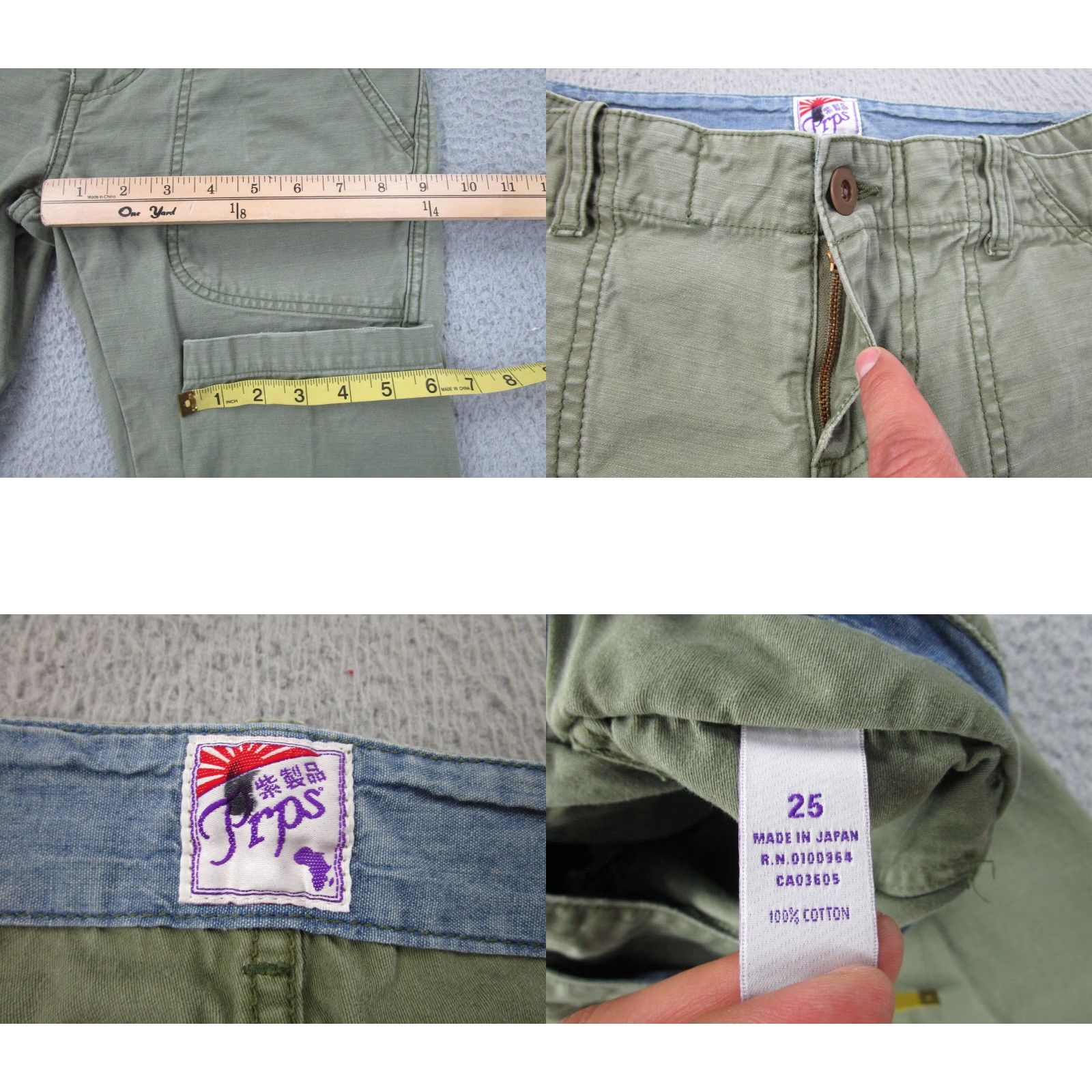 Prps PRPS Pants Womens 28 29 Green Boho Utility Military Chino Trousers Army Japan Pants Womens 28 29 Green Chino Army Japan Size 28" / US 6 / IT 42 - 8 Thumbnail