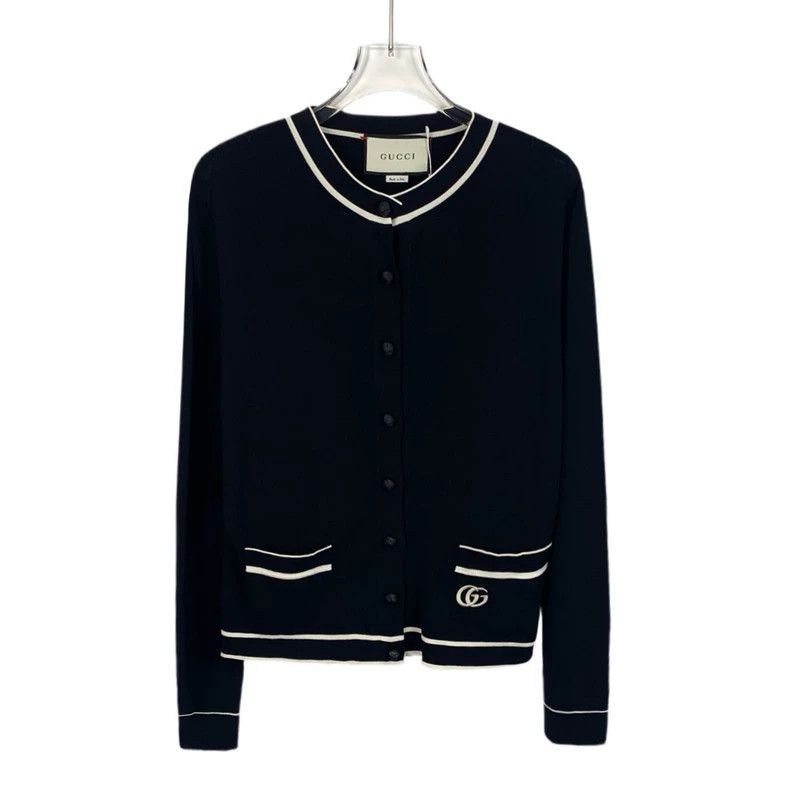 Gucci Gucci Black double G embroidered striped knitted cardigan j Size US XS / EU 42 / 0 - 1 Thumbnail