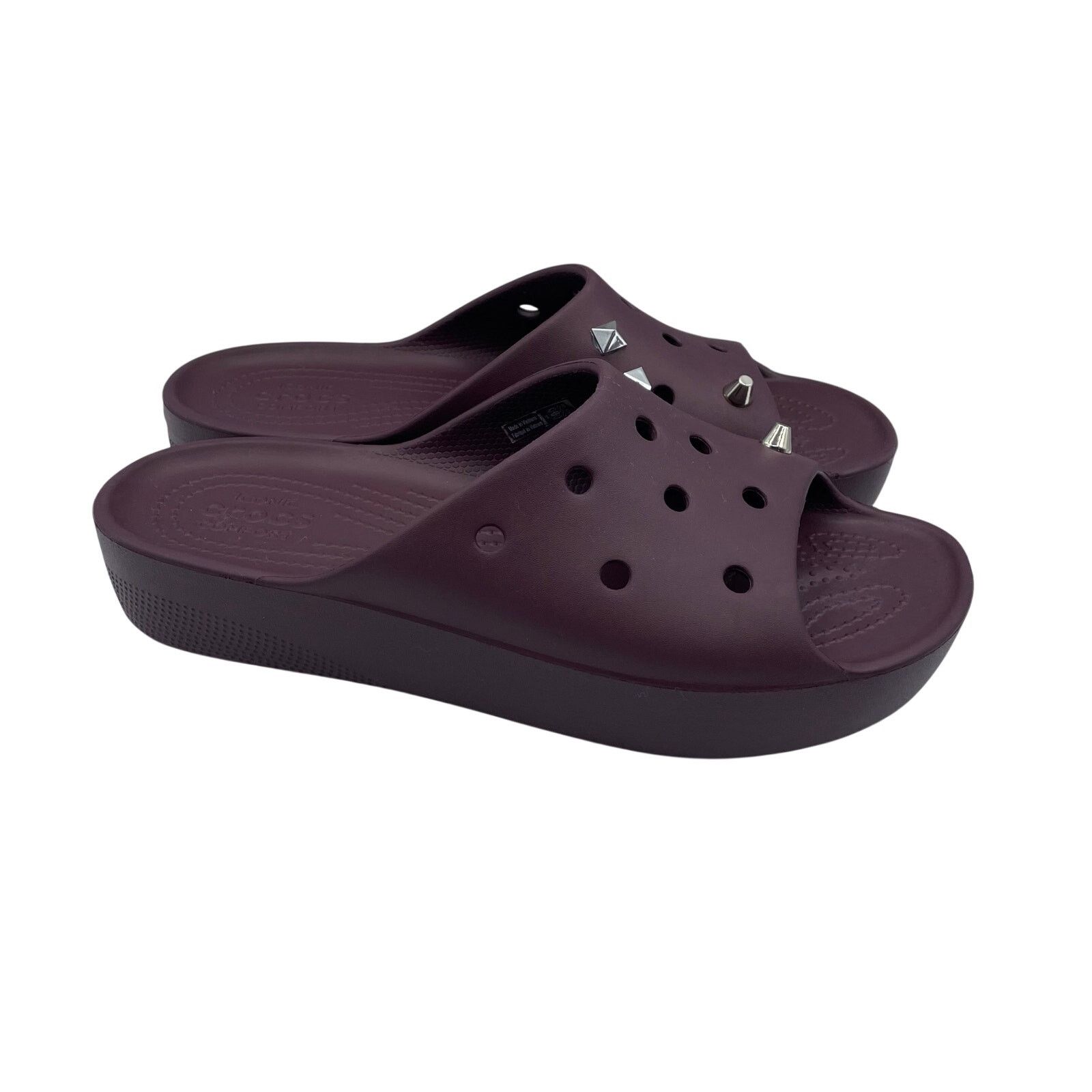 Crocs Crocs Classic Platform Slides Sandals Dark Red Womens 9 Size US 9 / IT 39 - 1 Thumbnail