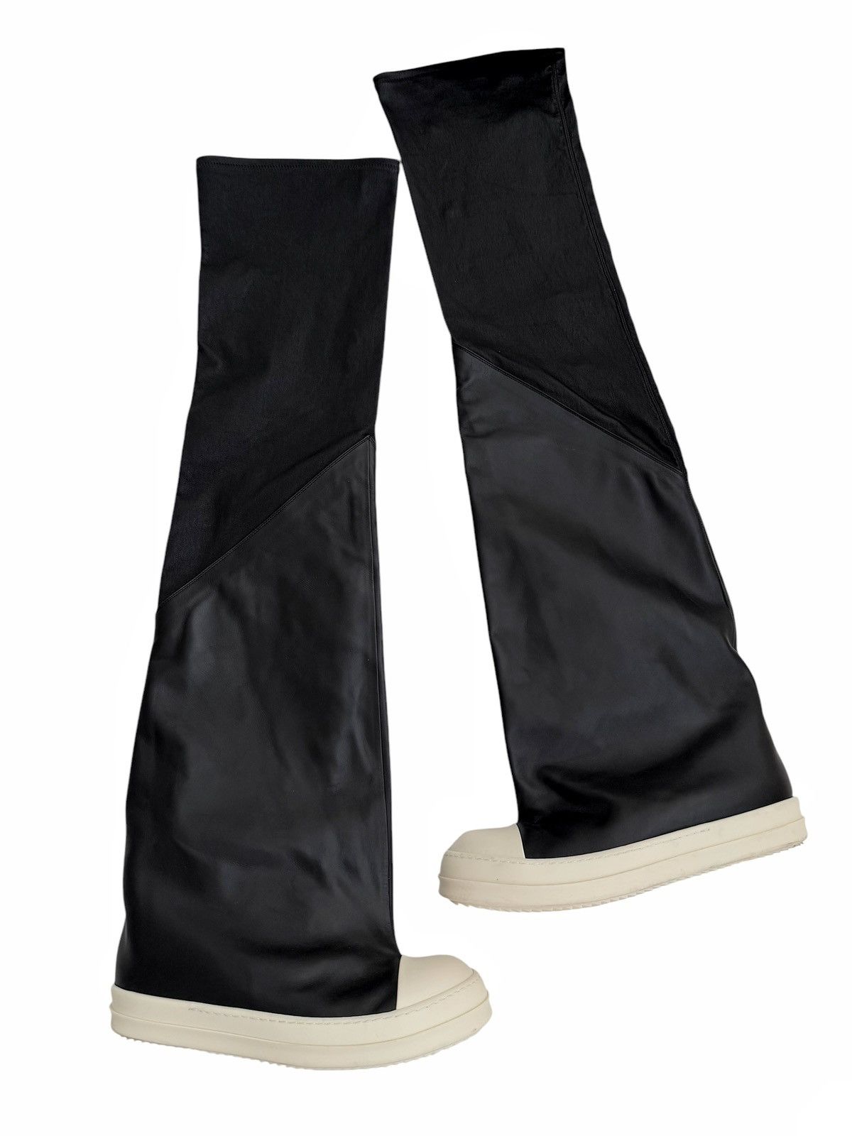 Rick Owens Rick Owens Oblique Leather Flared Sock Ramones Boots Size US 10 / EU 43 - 1 Thumbnail