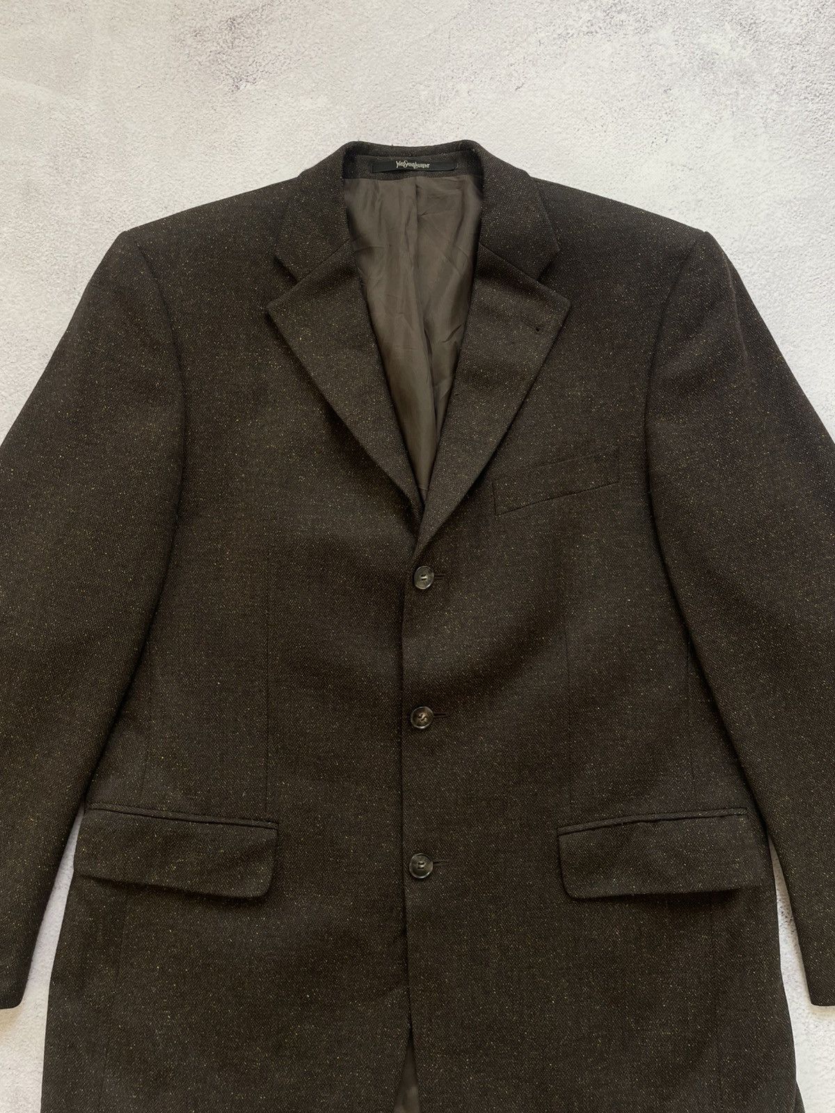 Vintage × Yves Saint Laurent Vintage YVES SAINT LAURENT Blazer Jacket Mens Size 52 Brown Size 52S - 3 Thumbnail