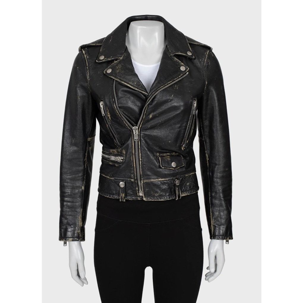 Saint Laurent Paris Saint Laurent Distressed Black Leather Jacket - Size 38/M Size S / US 4 / IT 40 - 1 Thumbnail