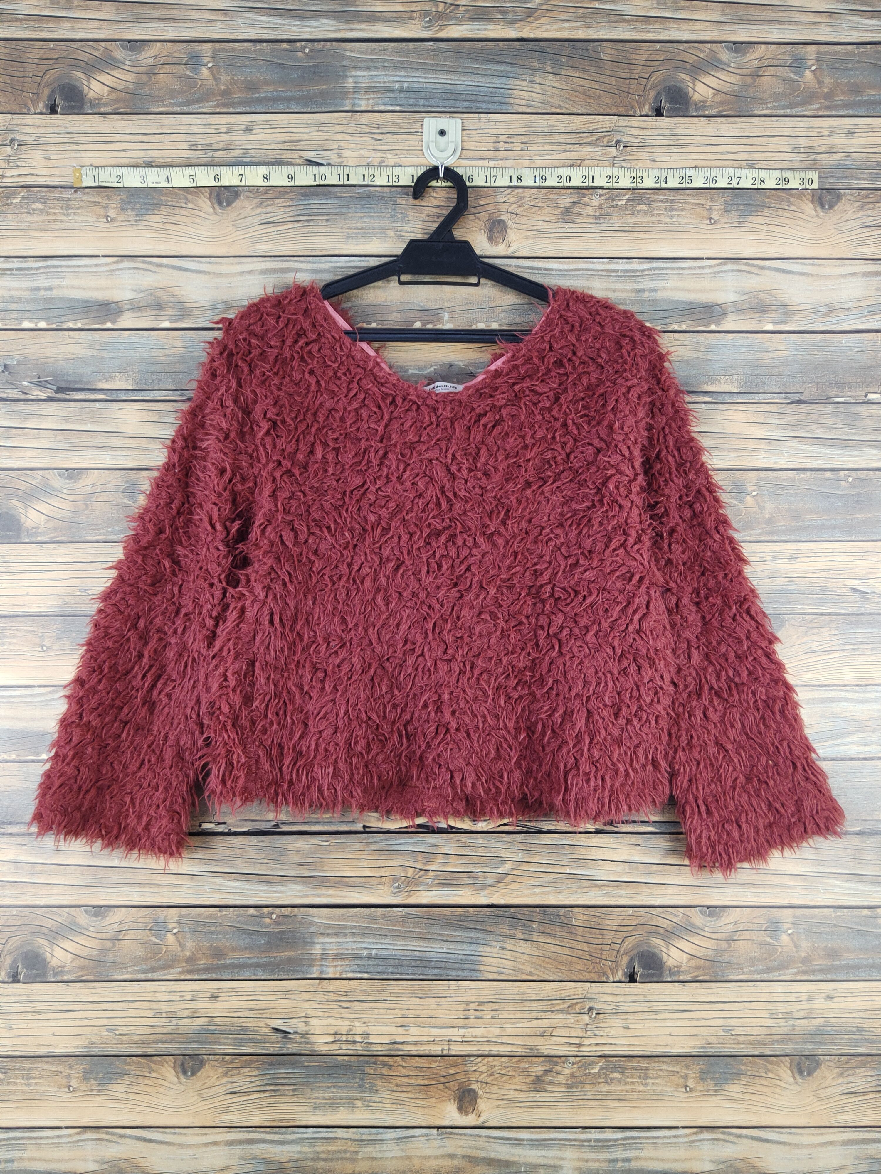 Japanese Brand Olive ded Olive Brown Shag Shaggy Fir Mohair Knitwear#W21 74 Size S / US 4 / IT 40 - 1 Thumbnail