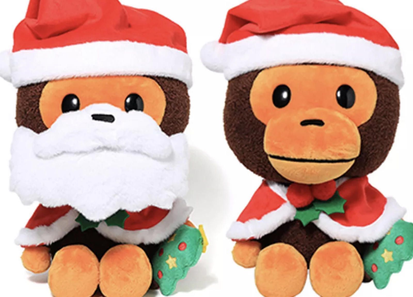 Bape Cute Monkey Plush Toy with Santa Hat and Cape - Holiday Them Size ONE SIZE - 1 Thumbnail