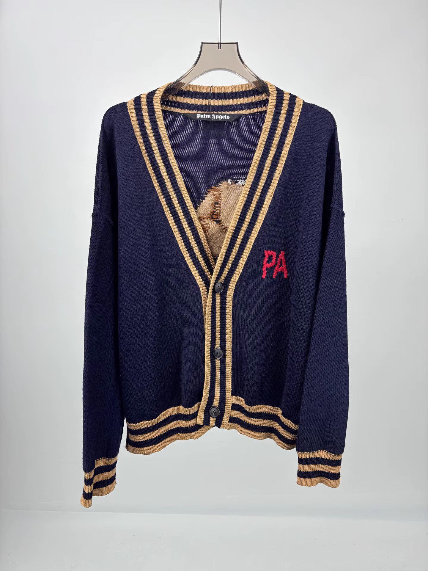 Palm Angels PALM ANGELS Bear Embroidered Wool Knit Cardigan Size US L / EU 52-54 / 3 - 1 Thumbnail